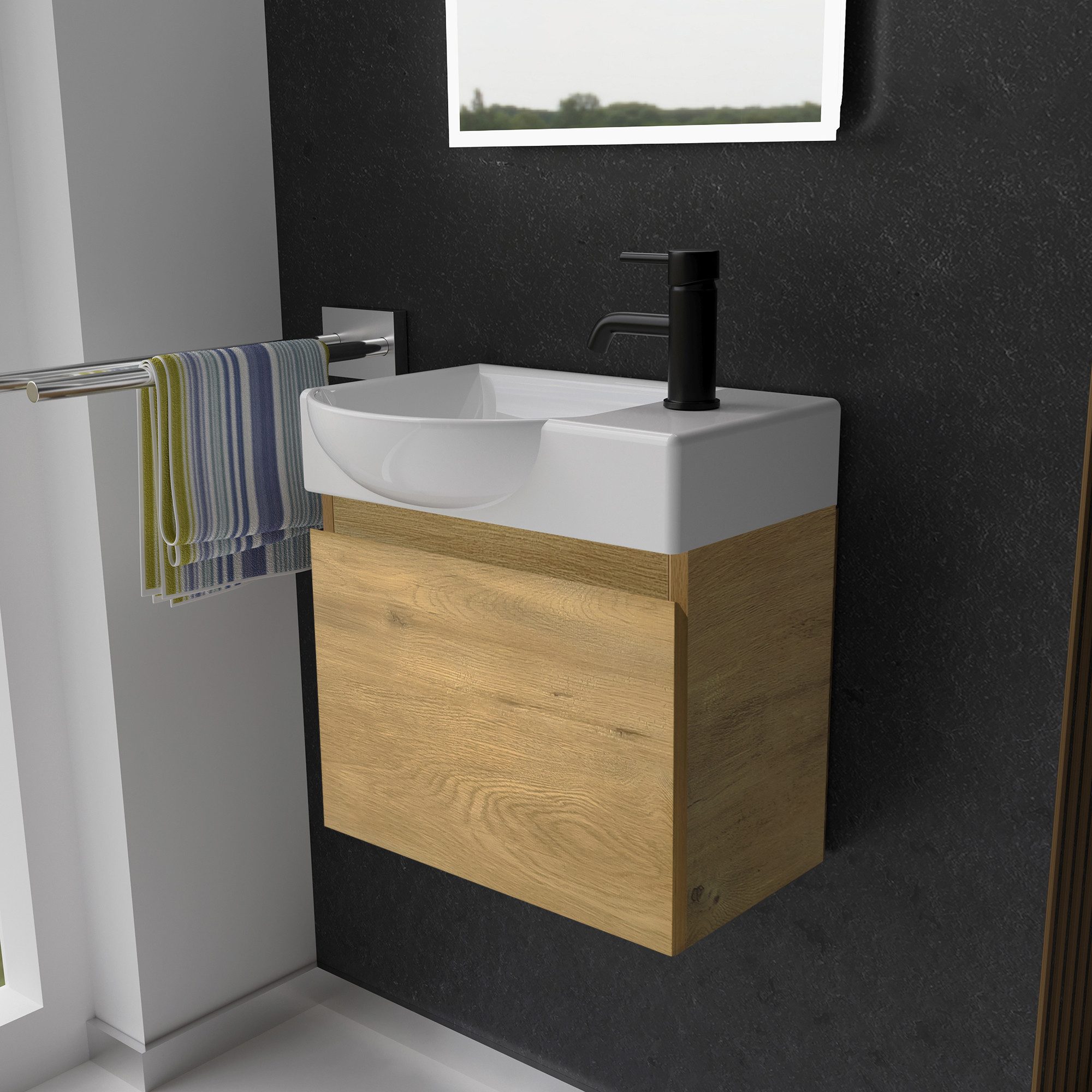 Alpenberger Badmöbel-Set - Gäste WC Waschbecken mit Unterschrank 45 cm Brei günstig online kaufen