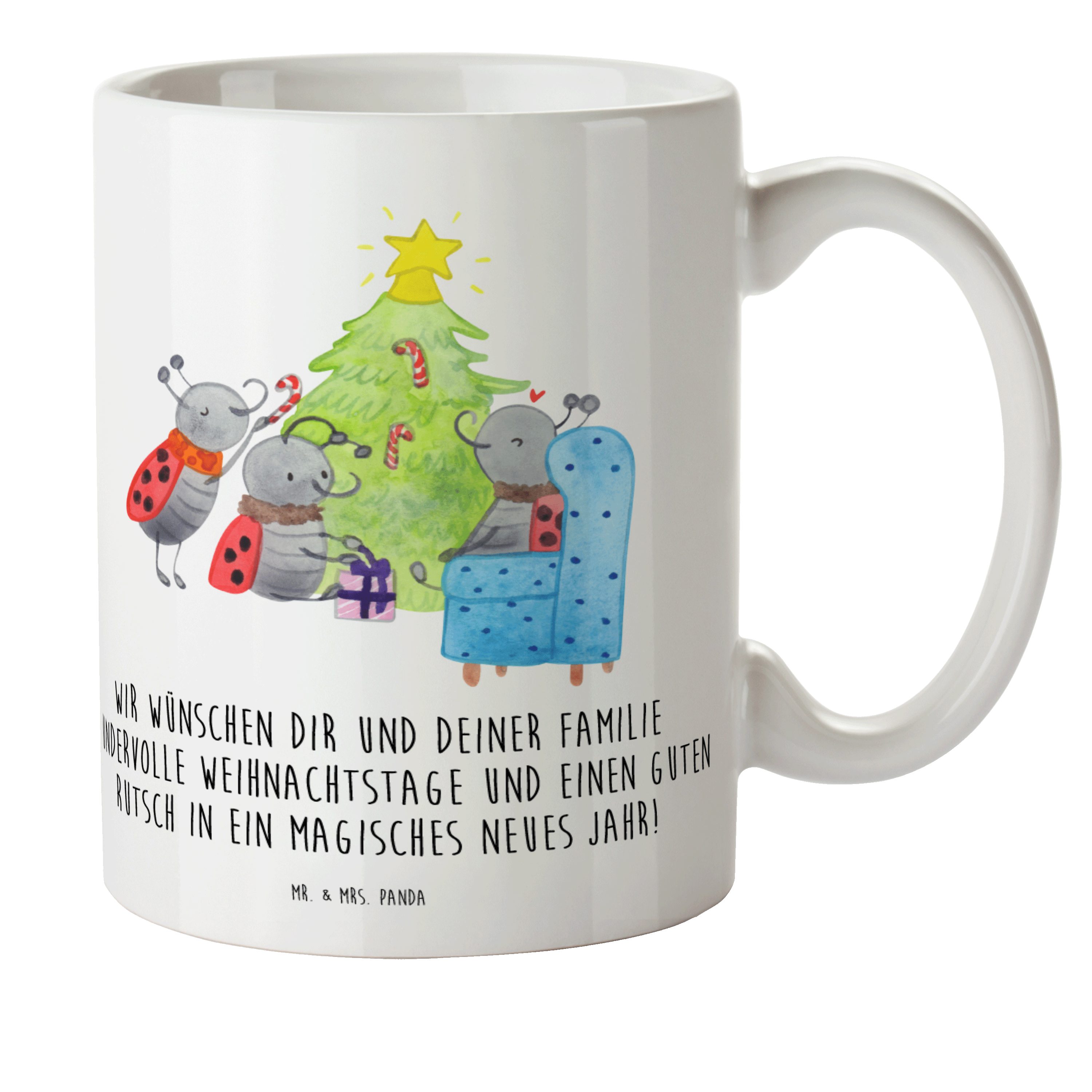 Smörle Kunststoff - Weihnachten Kinderbecher - Mr. Panda Geschenk, Kunststoff & Tannennadeln, Weiß Mrs. Tasse,