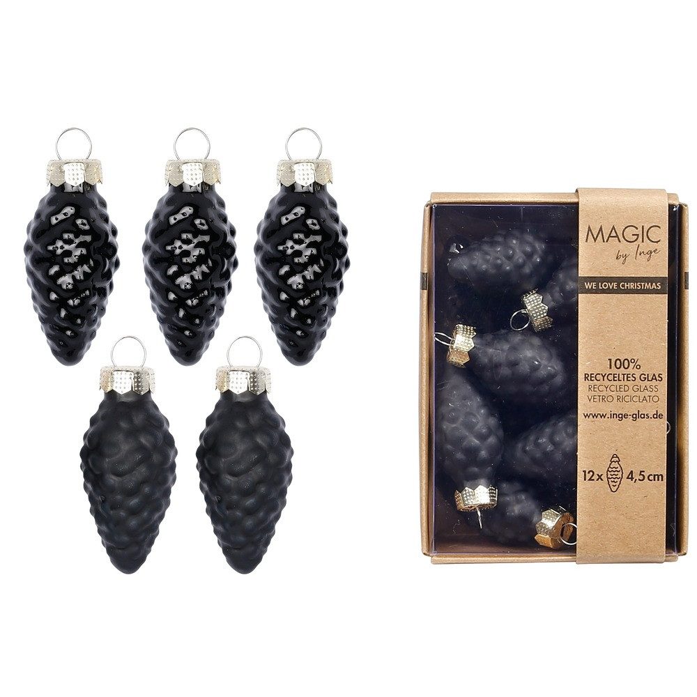 INGE-GLAS® Weihnachtsbaumkugel Christbaumschmuck Zapfen Glas H 4,5 cm 12 St günstig online kaufen