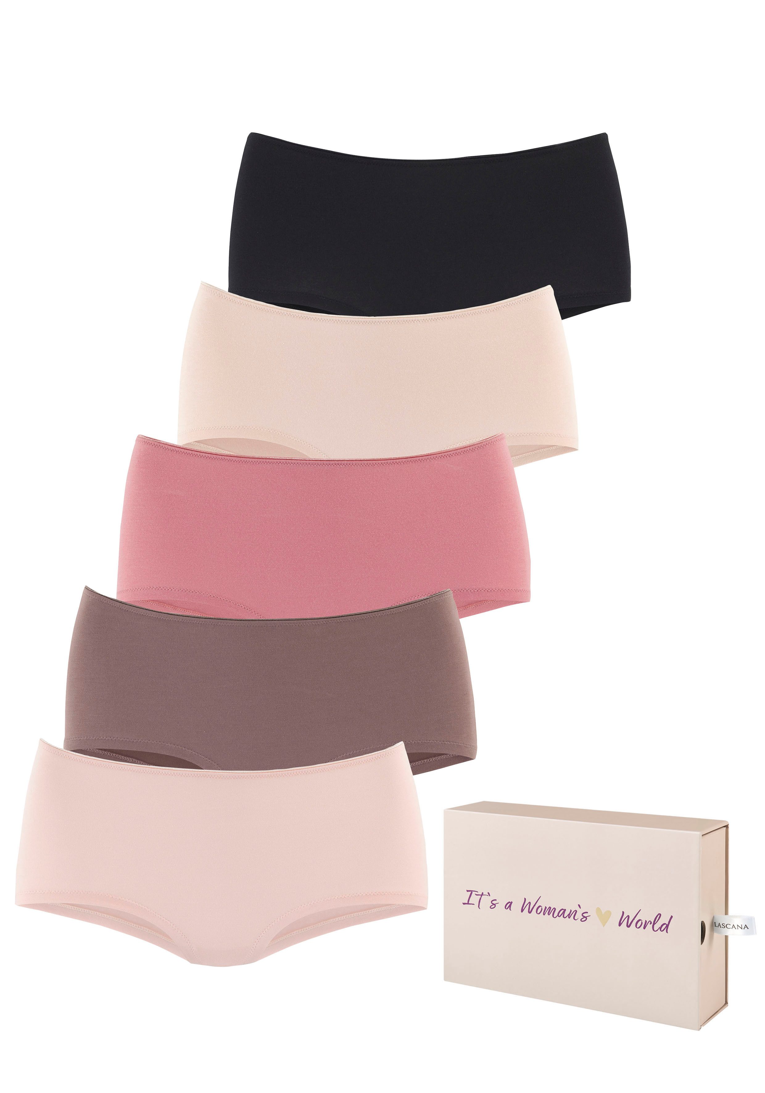 LASCANA Panty (5er-Pack) aus Baumwolle, mit schöner Aufbewahrungsbox