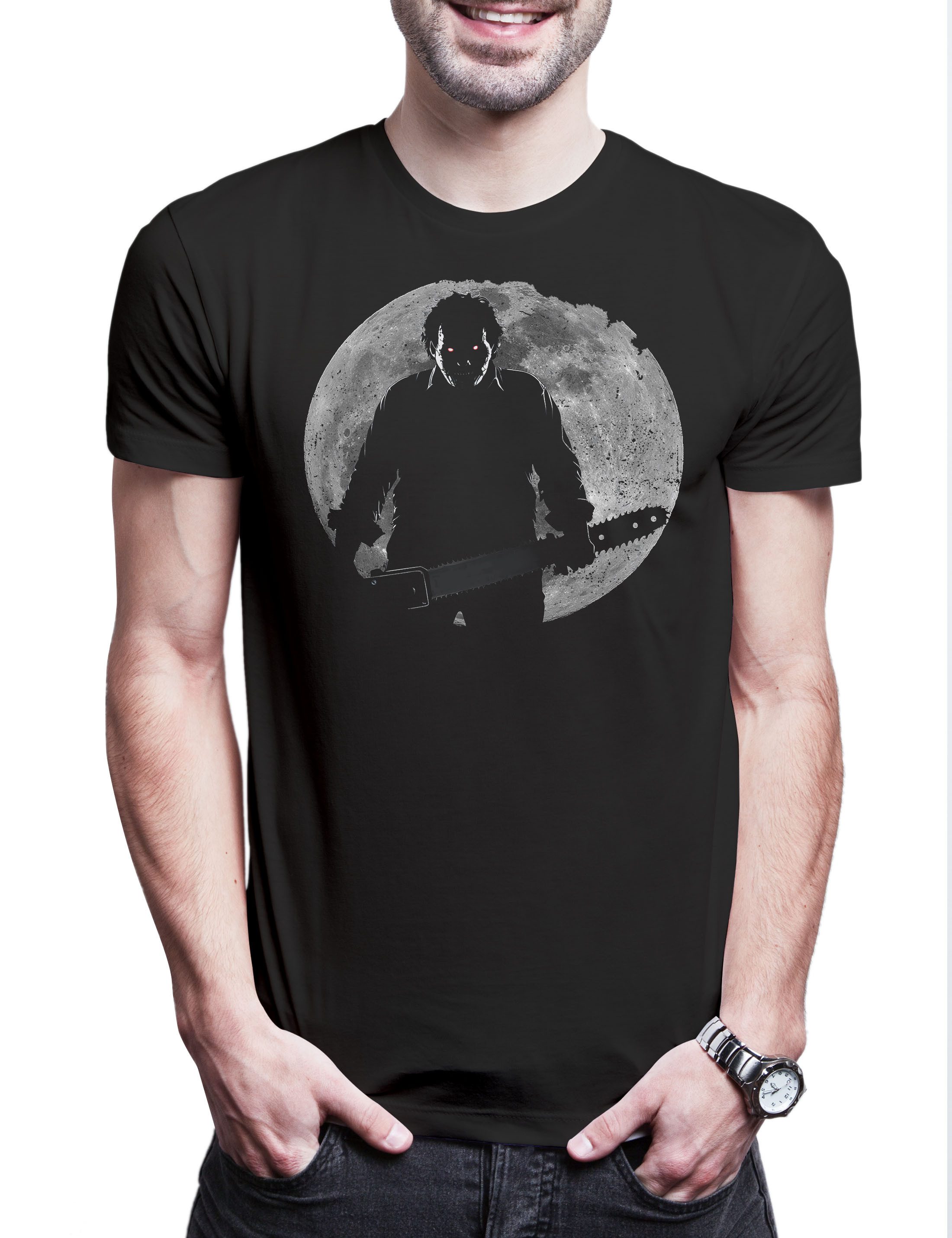 Print-Shirt Chainsaw Moon Herren T-Shirt Slasher Texas Kettensägen Horror Massacre