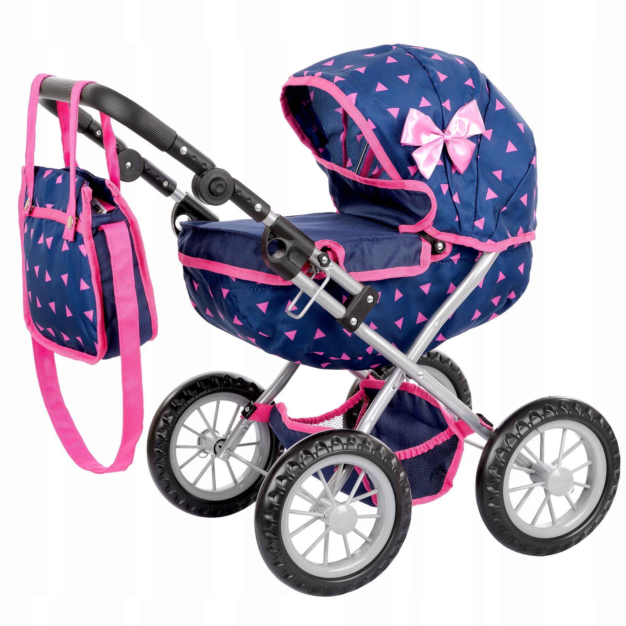 kinderplay Puppenwagen Puppenwagen mit Tasche – Höhenverstellbar – Spielspa günstig online kaufen