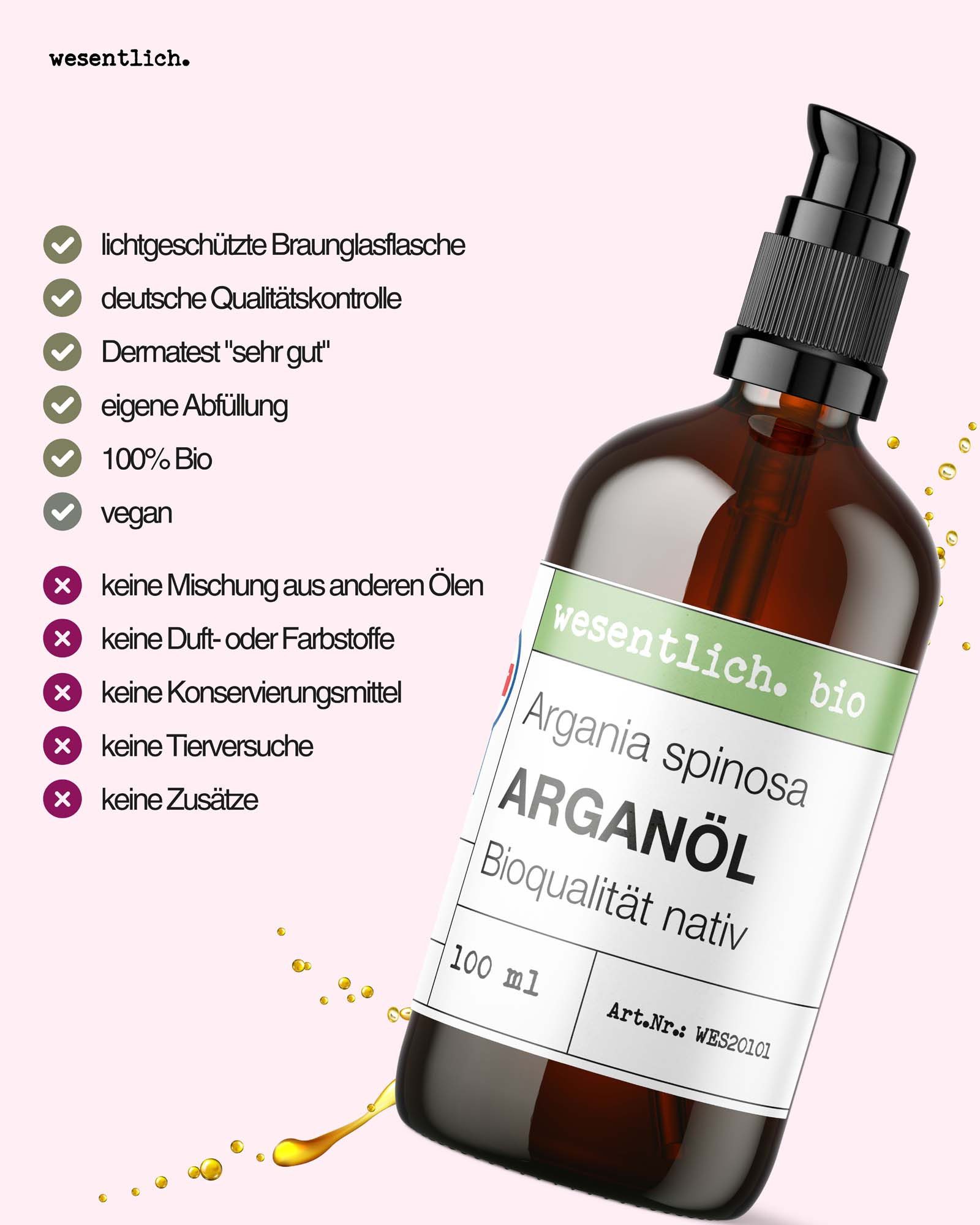 wesentlich. Körperöl ARGANÖL BIO kaltgepresst (100ml) von wesentlich.