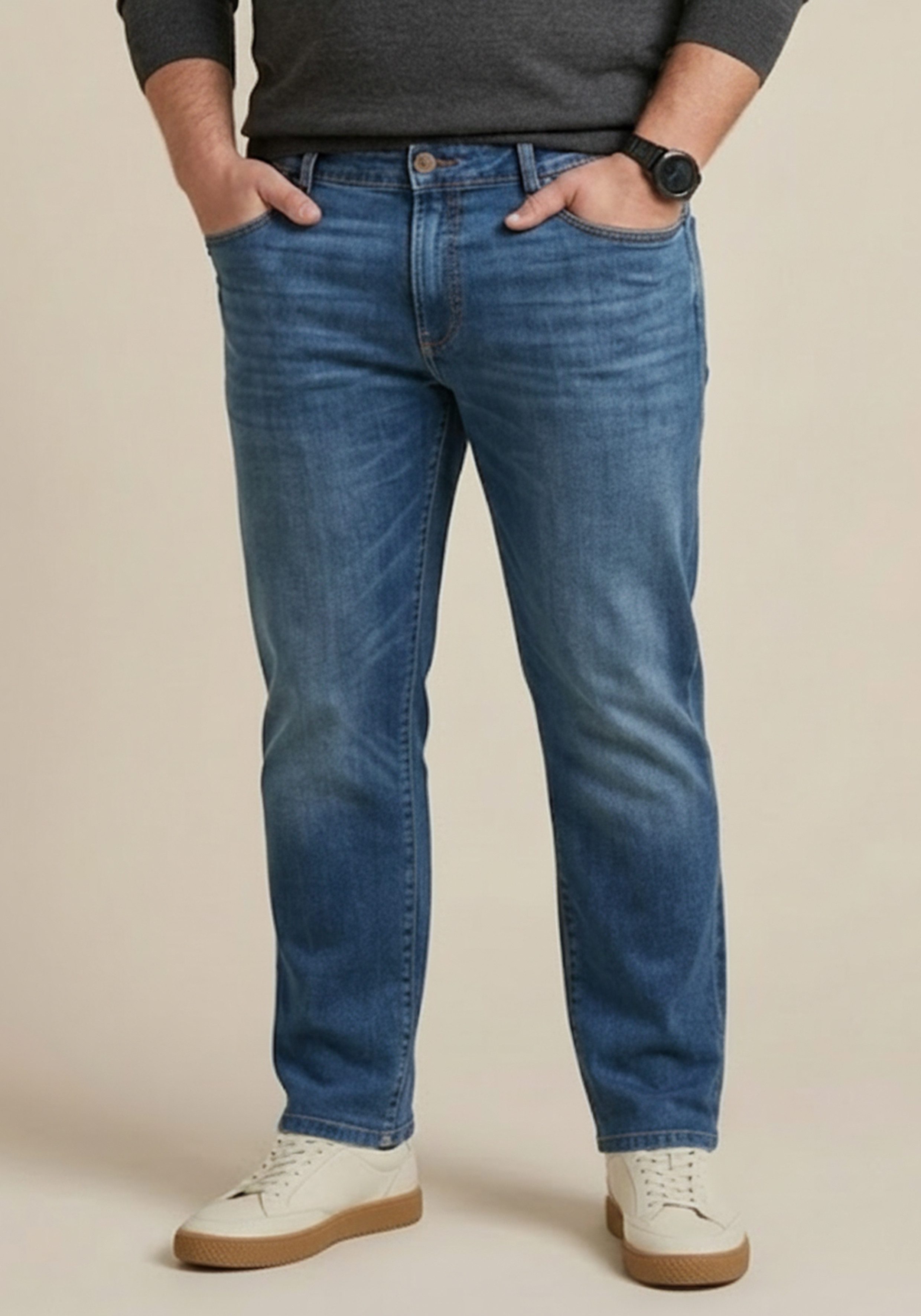Man's World Plus Gerade Jeans Große Größen, straight fit mit Knopf- und Reißverschluss, Straight-Fit, gerader Beinverlauf