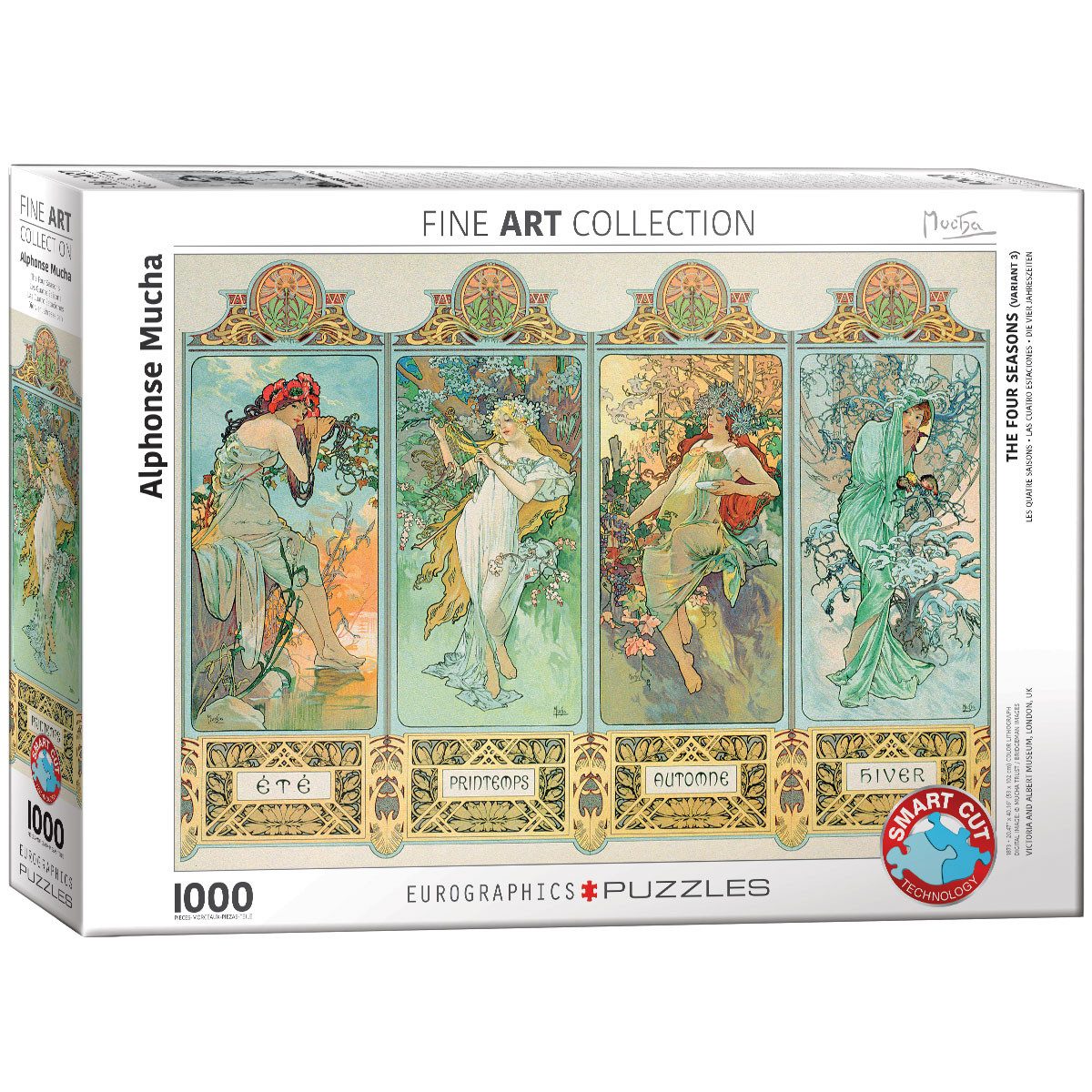Kunstdruck 1000 Teile Puzzle - Puzzle - Alphonse Mucha - Die vier Jahreszeiten