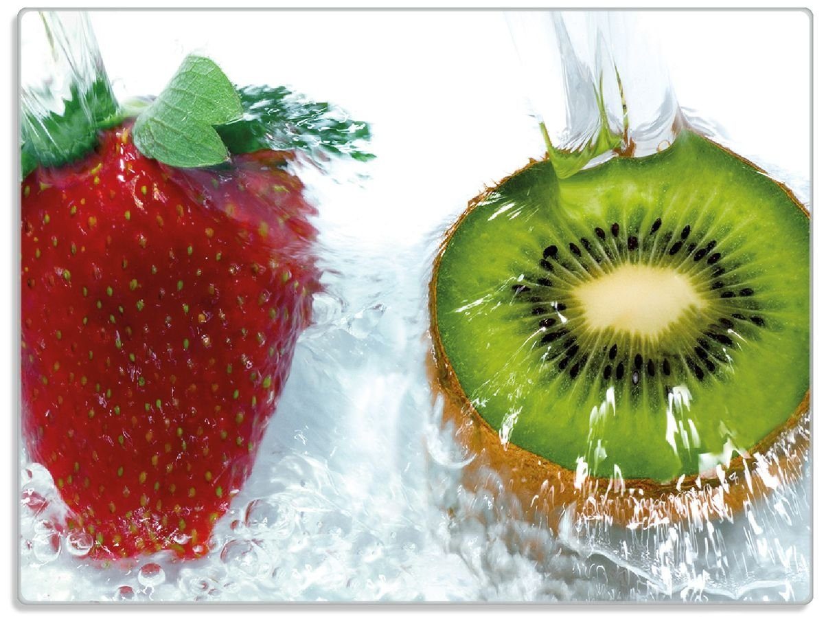 Wallario Schneidebrett Frische Früchte übergossen mit Wasser II, ESG-Sicherheitsglas, (inkl. rutschfester Gummifüße 4mm, 1-St), 30x40cm | Schneidebretter