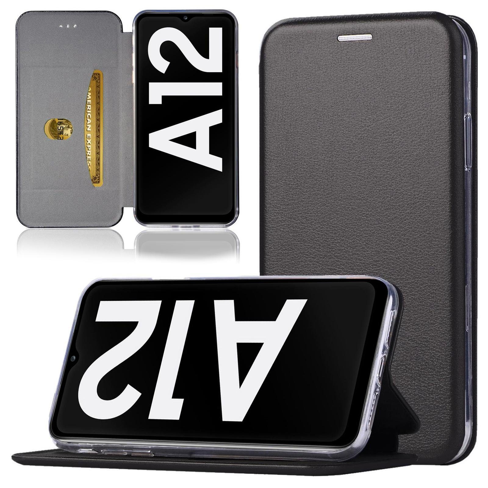 Numerva Handyhülle Handy Tasche Book Case für Samsung Galaxy A12, Klapphülle Flip Cover Hardcover Schutz Hülle Etui