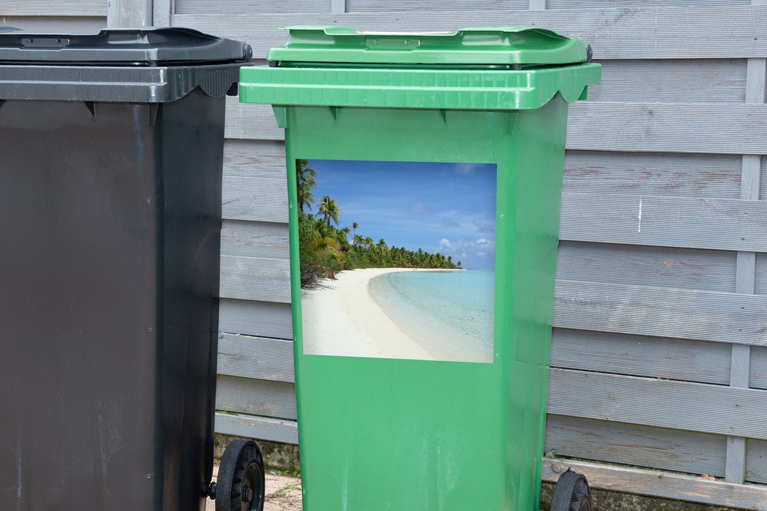 von MuchoWow Abfalbehälter One Sandstrand Island Wandsticker Mülltonne, weiße Sticker, St), (1 Foot Container, Der Mülleimer-aufkleber,