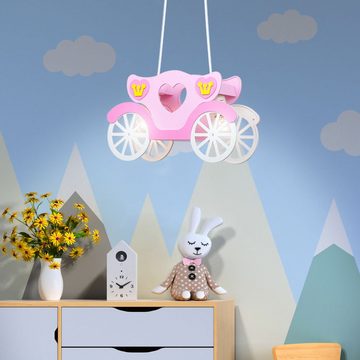 etc-shop LED Pendelleuchte, Leuchtmittel inklusive, Warmweiß, LED Decken Leuchte Mädchen Pendel Lampe Kutsche im Set