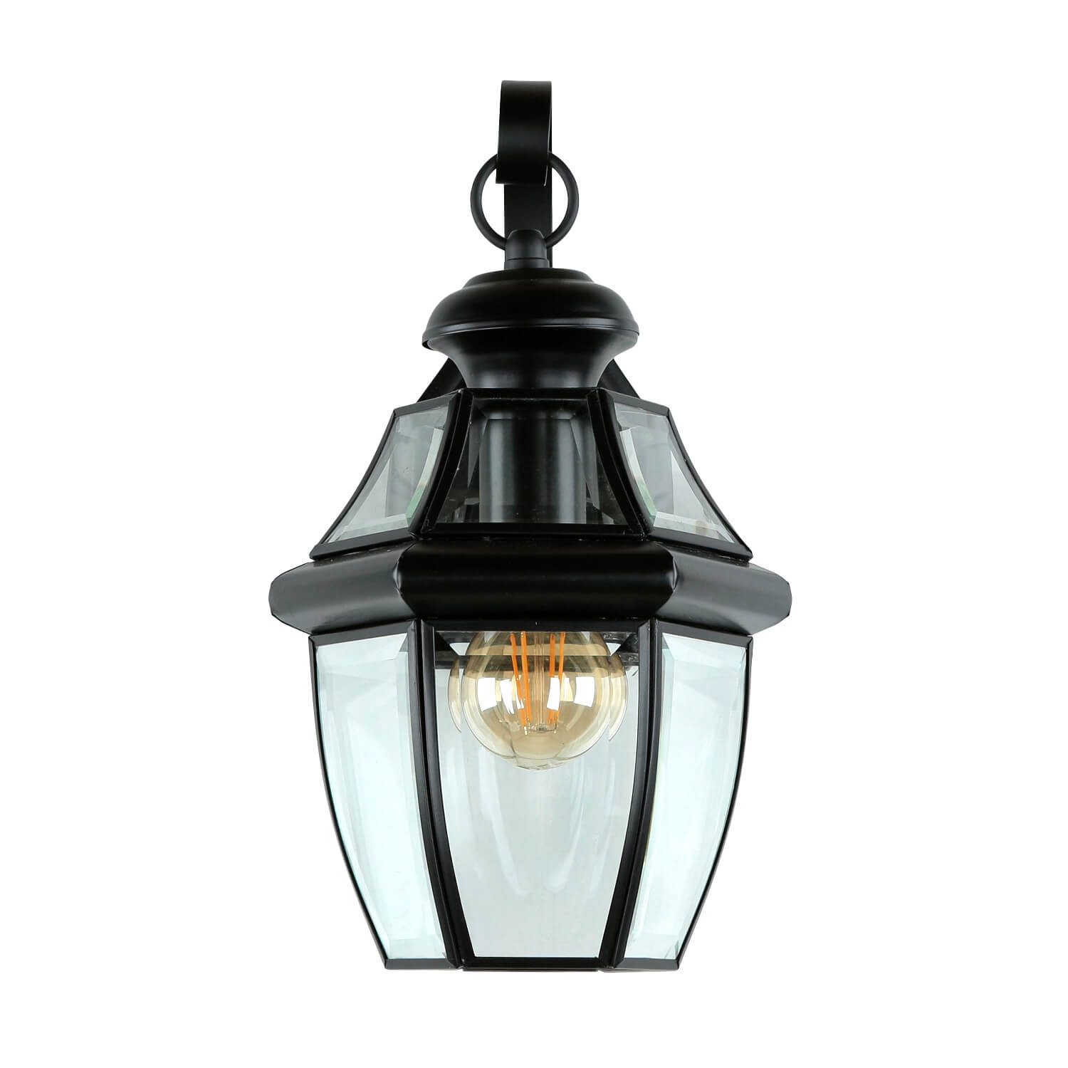Licht-Erlebnisse Außen-Wandleuchte SANNI, ohne Leuchtmittel, Außenlampe Wand Garten Hof IP23 Schwarz E27 Glas Metall Vintage