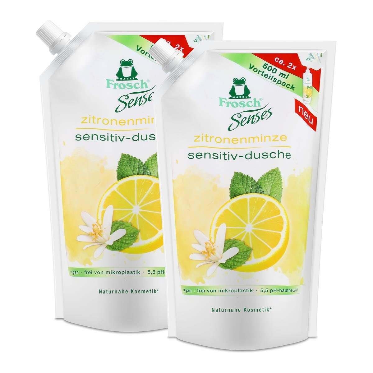 Duschcreme Frosch Senses Sensitiv Dusche Zitronenminze 500ml Nachfüller (2er Pack