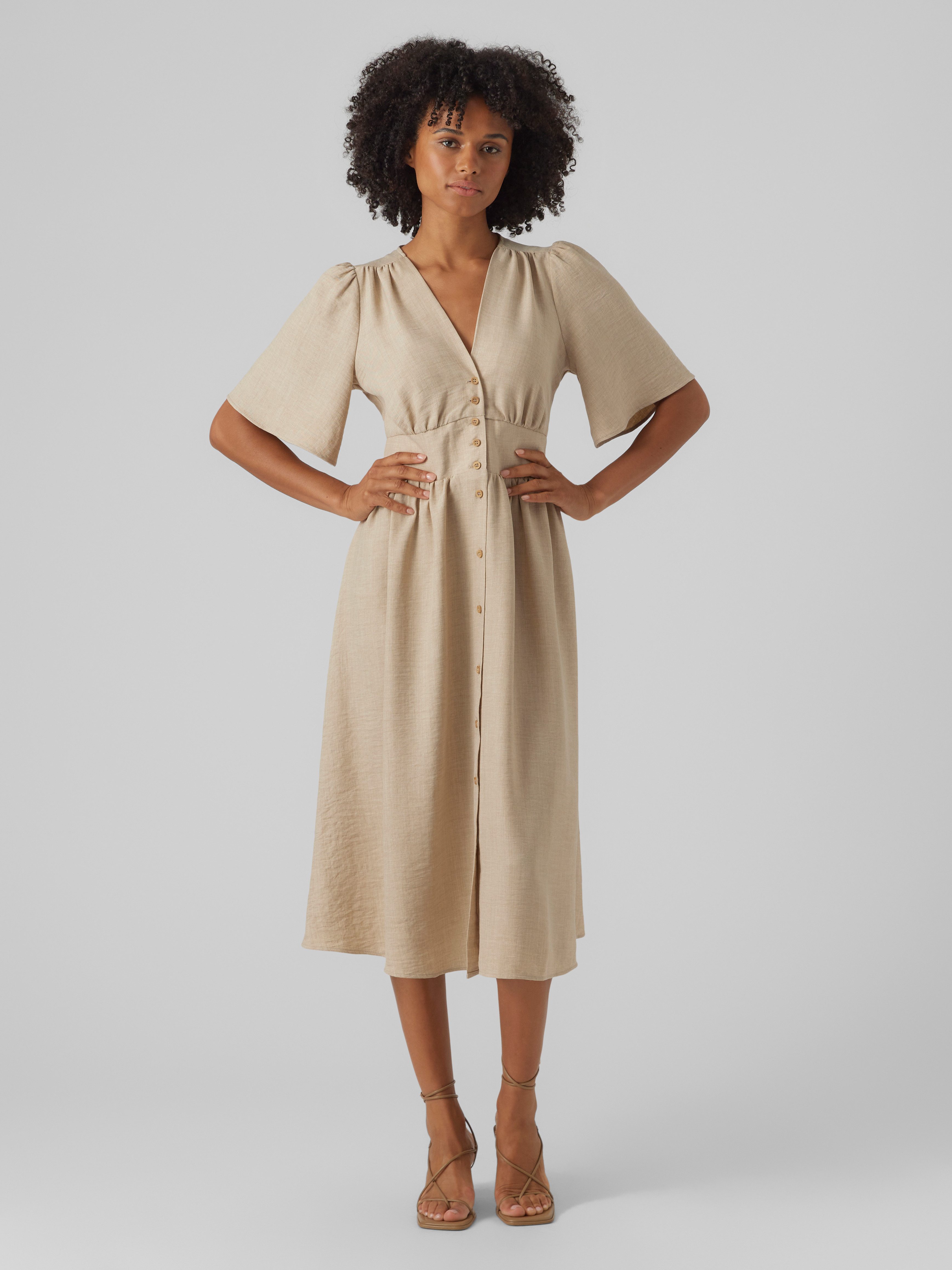 Vero Moda Midikleid VMMELANEY 2/4 BLK DRESS WVN NOOS Sommerkleid günstig online kaufen