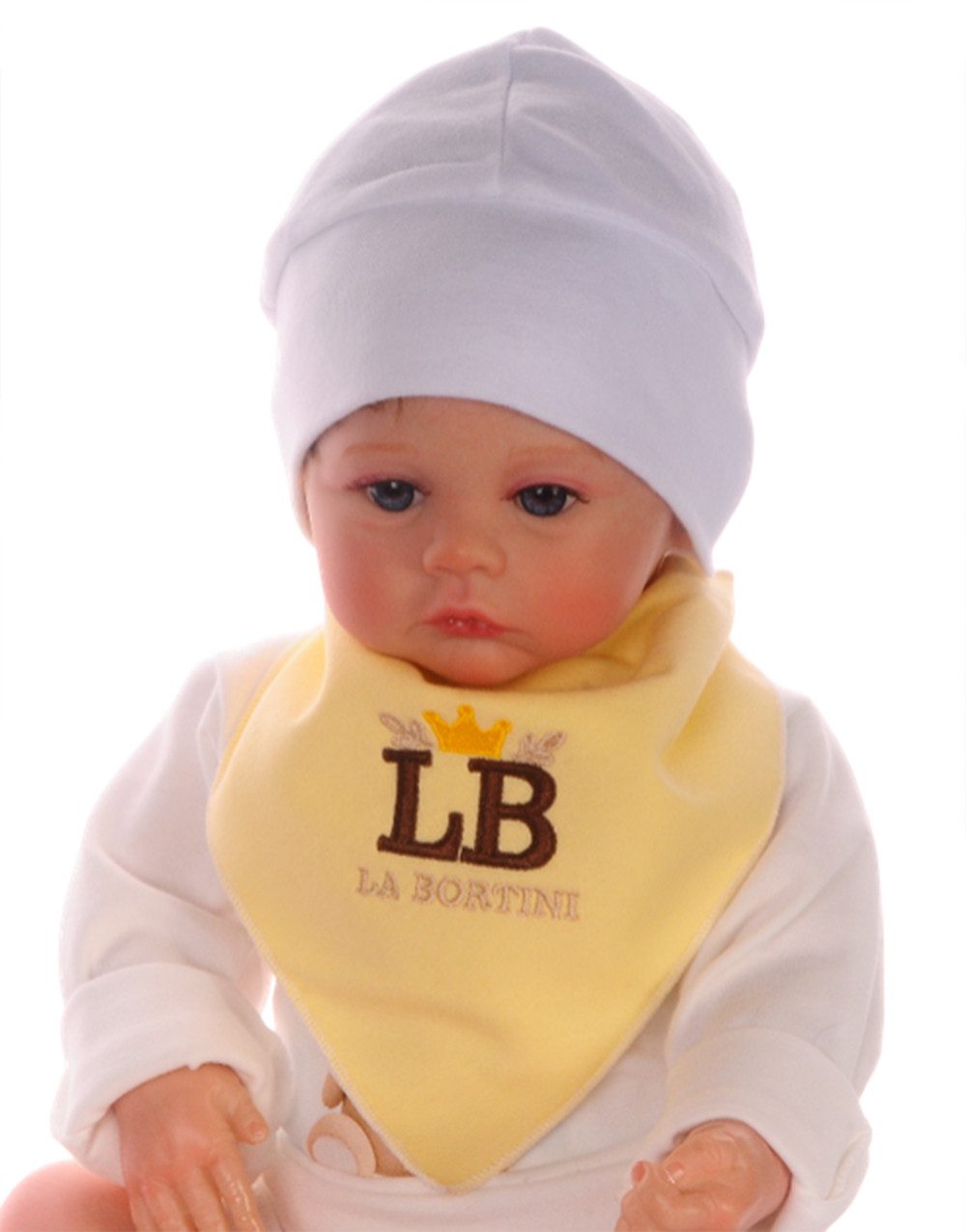 La Bortini Dreieckstuch Baby Latz Sabbertuch Lätzchen mit Klettverschluss neutral, weich, für Neugeborene, doppellagig, verschiedene Farben