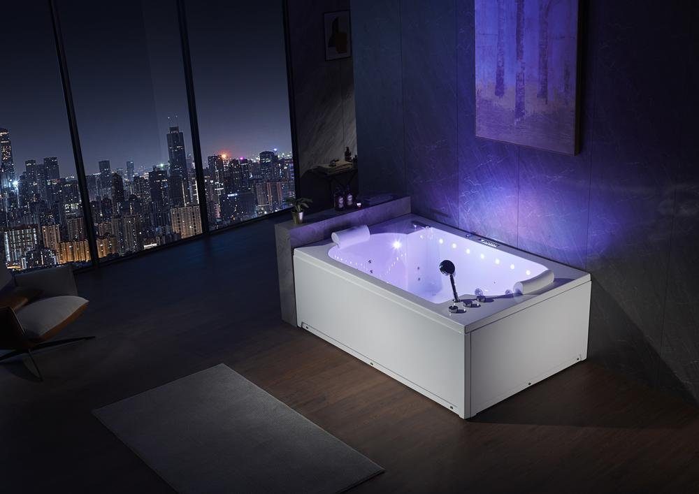 Duwilux Whirlpool-Badewanne Luxus 2 Pers. Whirlpool Florida 185x120 Badewanne Whirlwanne, Heizung