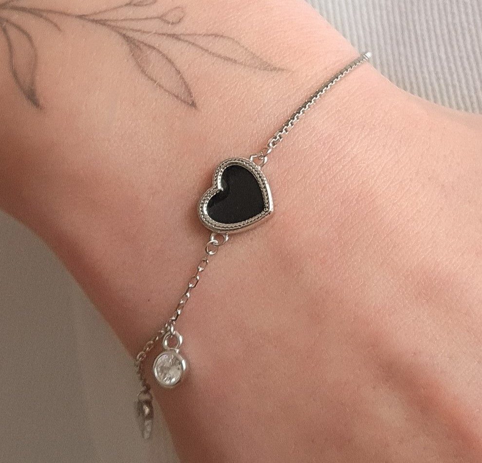 NAHLE Silberarmband Armband Herz Damen Silber 925 Schmuck Armschmuck Armkette mit Zirkonia (inklusive Schmuckbox), 925 Silber Anhänger mit Zirkonia - rhodiniert