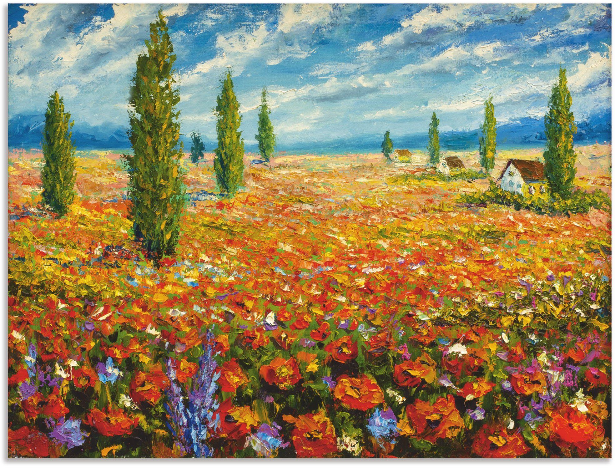 Artland Wandbild Mohnblumenwiese, Blumenwiese (1 St), als Alubild, versch. Poster in Leinwandbild, oder Wandaufkleber Größen