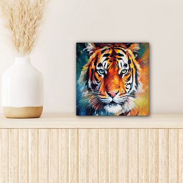 OneMillionCanvasses® Leinwandbild Tiger - Tiere - Ölgemälde - Kunst, (1 St), Leinwand Bilder für Wohnzimmer Schlafzimmer, 20x20 cm