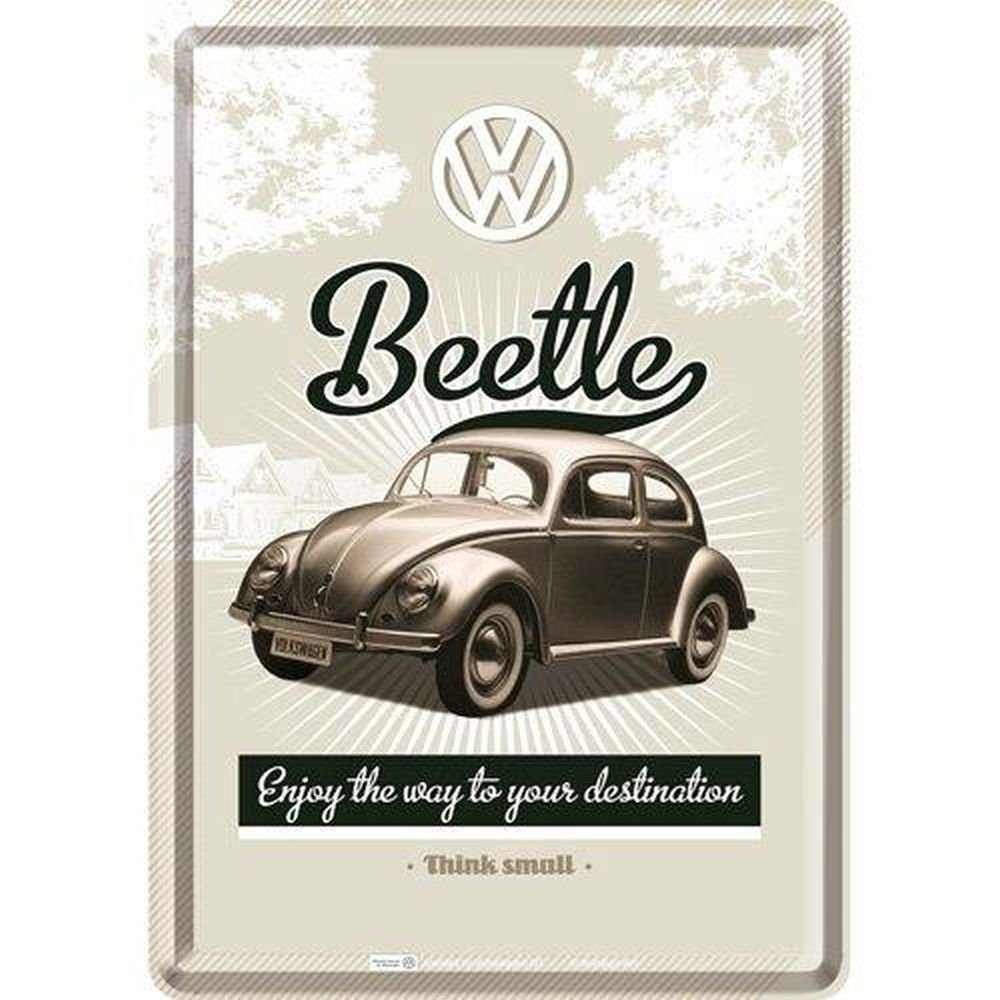 Metallschild Blechpostkarte - Volkswagen - VW Retro Beetle