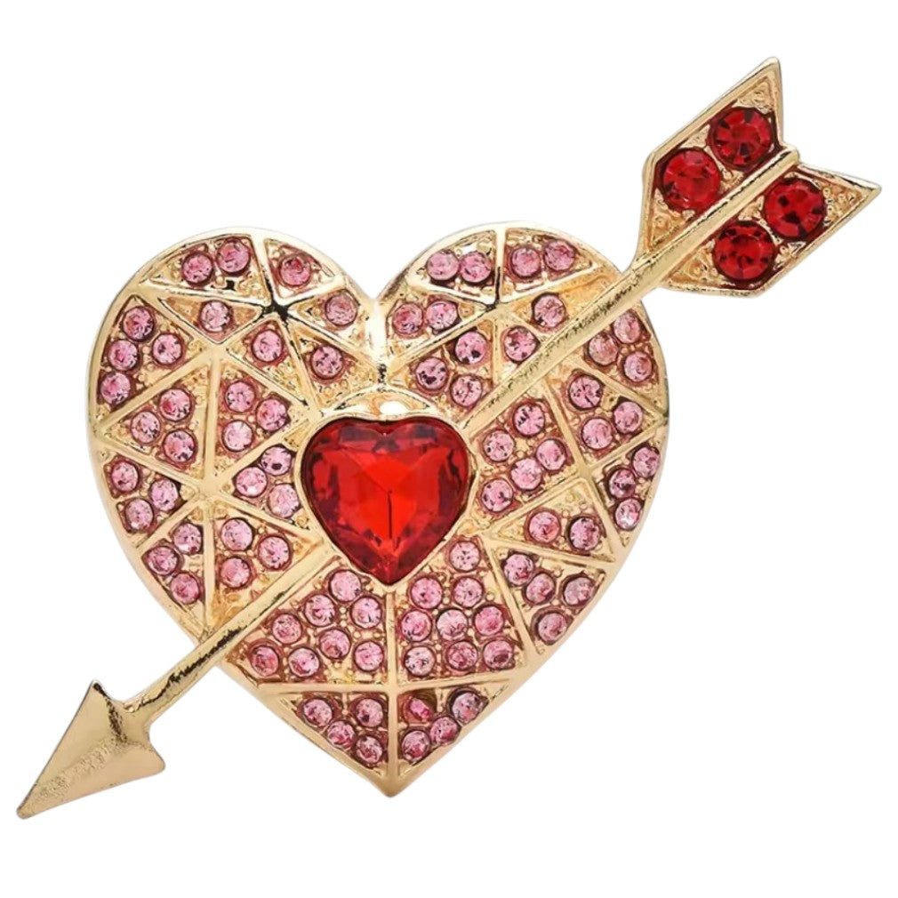 Brosche Romantische vintage Herz Brosche mit Pfeil – Kristall & Strass
