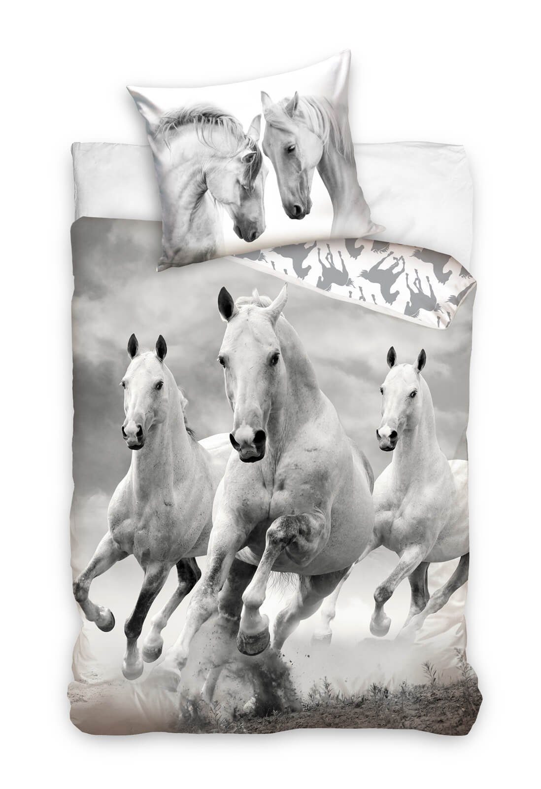 Carbotex Bettwäsche Weiße Wildpferde - Bettwäsche-Set günstig online kaufen