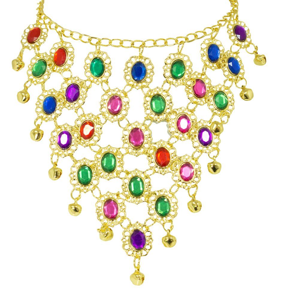 Das Kostümland Kostüm Goldene Strass Halskette 'Orient', Mehrfarbig günstig online kaufen
