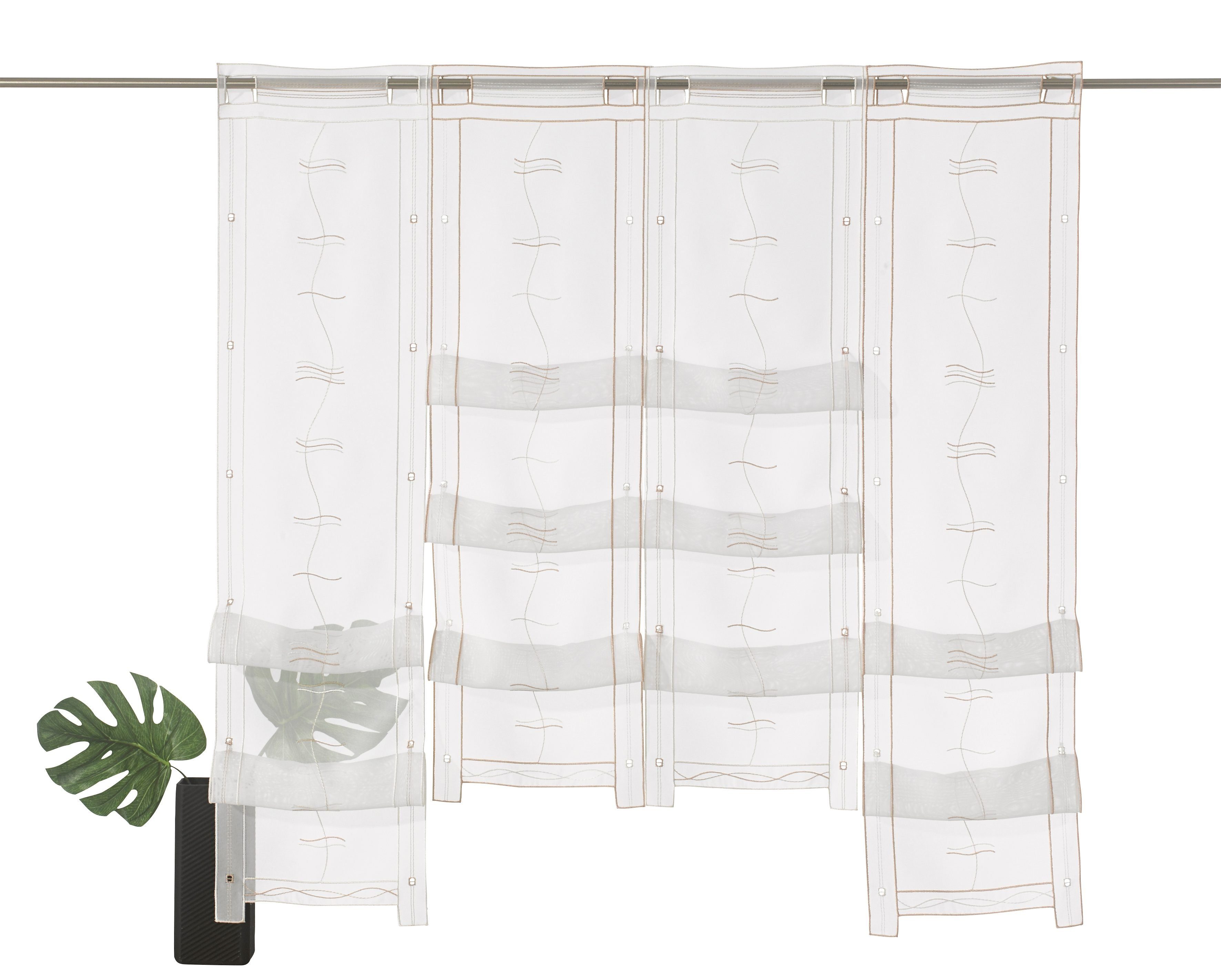 Weckbrodt Scheibengardine Selina (1 St), Stangendurchzug, transparent, Voile, Hochraff, Gardine, Voile, echte Stickerei, transparent, Store