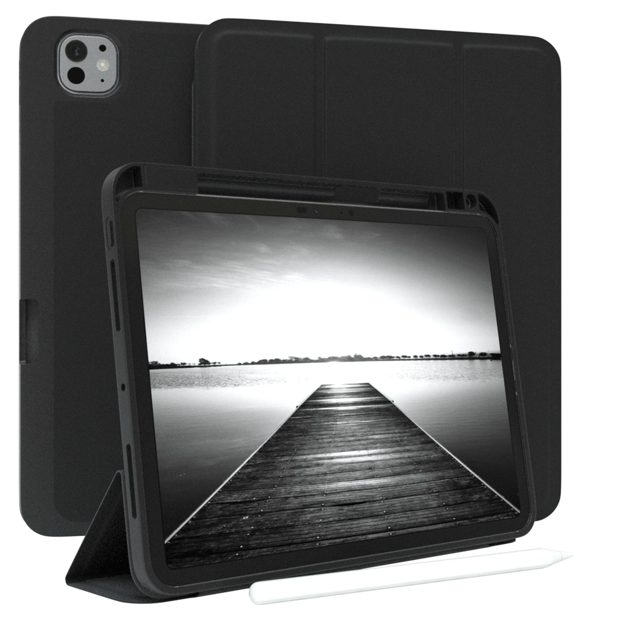 EAZY CASE Tablet-Hülle Penholder Smartcase für Apple iPad Pro 11 (2024) 11 Zoll, Hülle Schutzhülle mit Sleep Wake Up Funktion Etui zum Klappen Schwarz