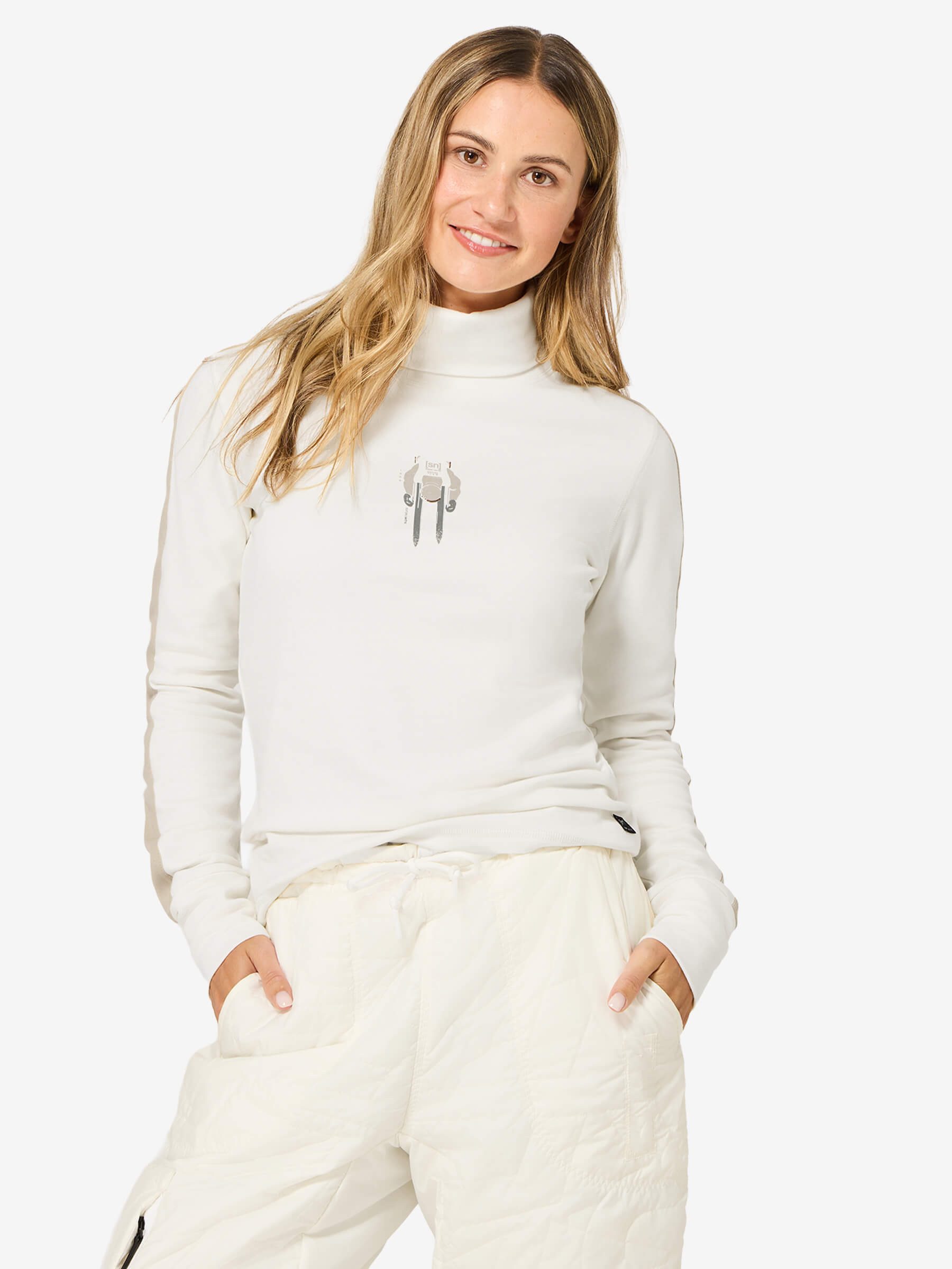 SUPER.NATURAL Sweatshirt für Damen,Merino W RACING TEAM ROLL NECK mit Sport-Motiv, atmungsaktiv