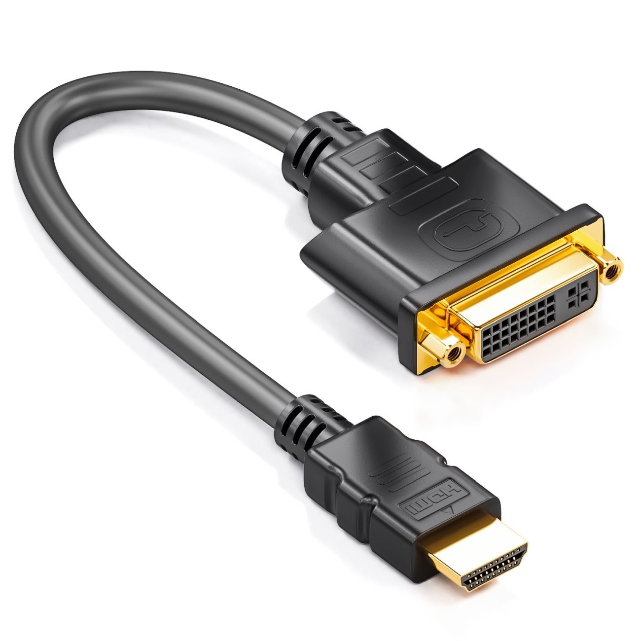 deleyCON deleyCON HDMI zu DVI Adapter - Stecker auf Buchse - FullHD - TV / Video-Kabel