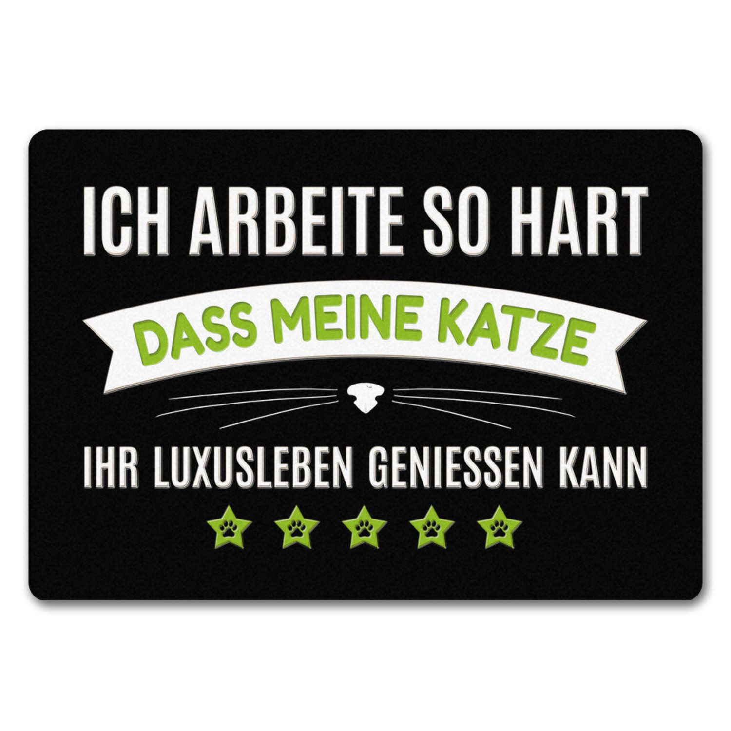 Fußmatte Luxusleben Katze Fußmatte ohne Rand in grün mit Barthaar Motiv