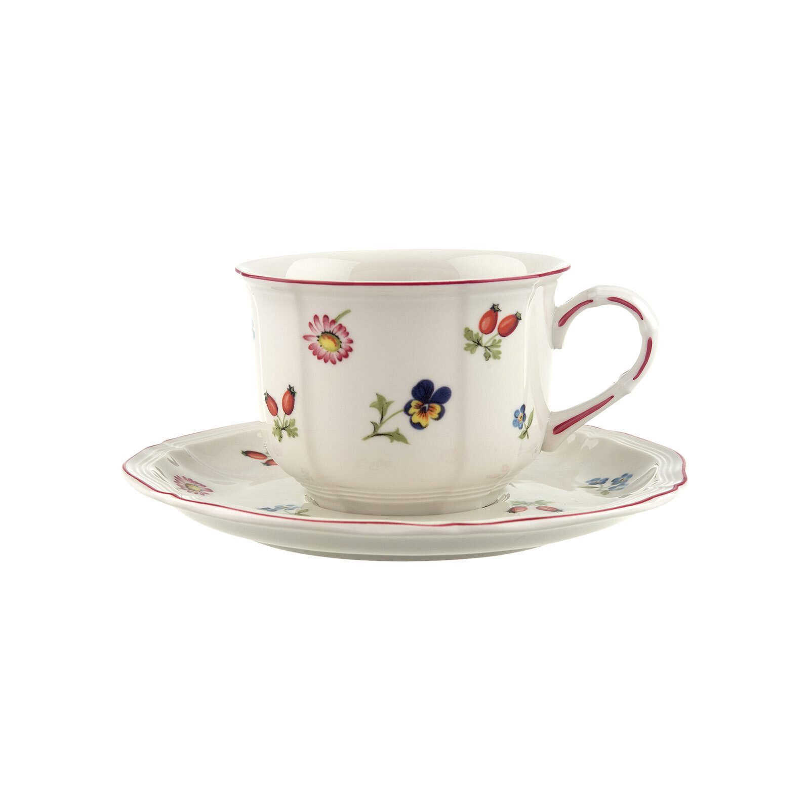 Villeroy & Boch Cappuccinotasse Petite Fleur Frühstückstasse mit Untertasse 260 ml, 1-tlg., Porzellan
