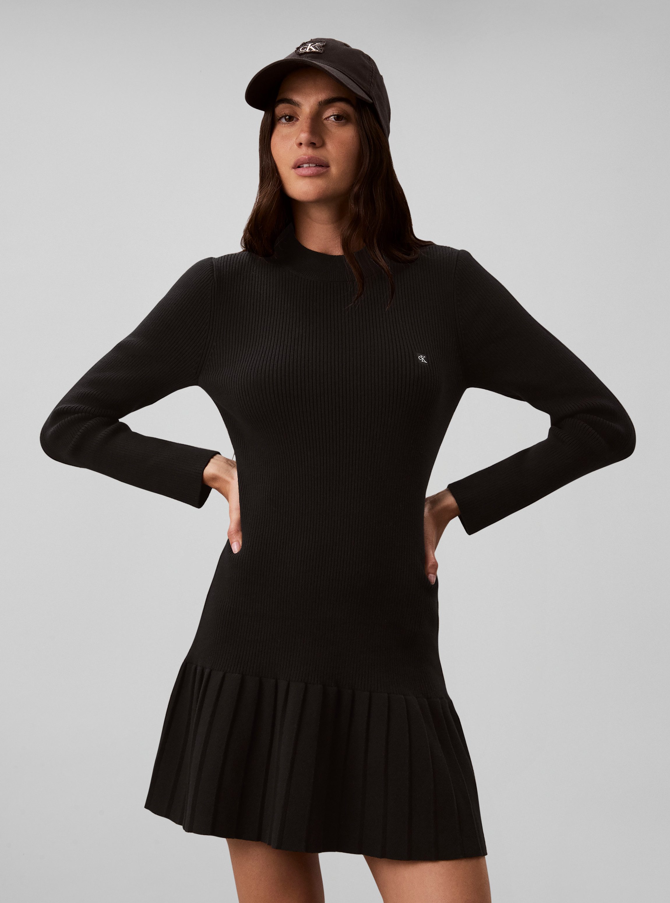Calvin Klein Jeans Minikleid MOCKNECK MINIDRESS Regular fit mit Falten