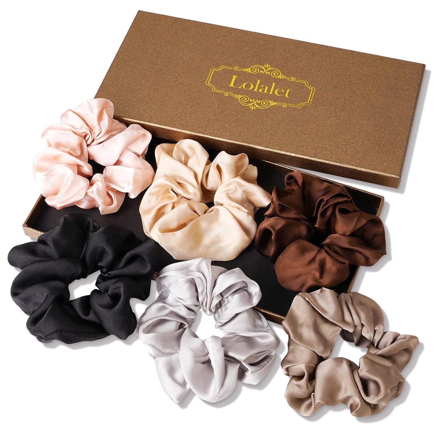 Haargummi 6er Set Seiden Scrunchies für Damen - Haargummis Satin, 6 Farben