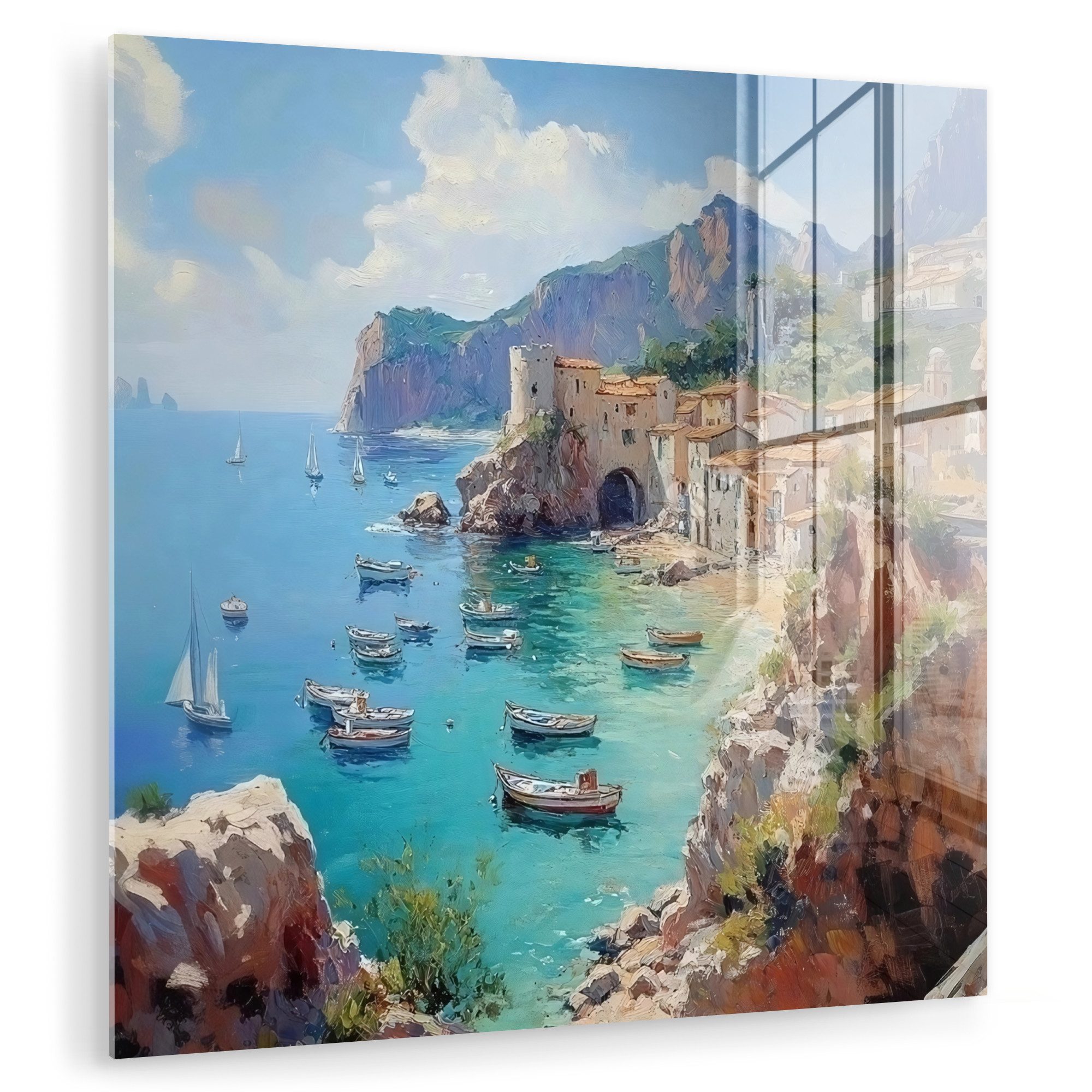 MuchoWow Acrylglasbild Küstendorf - Malerei - günstig online kaufen