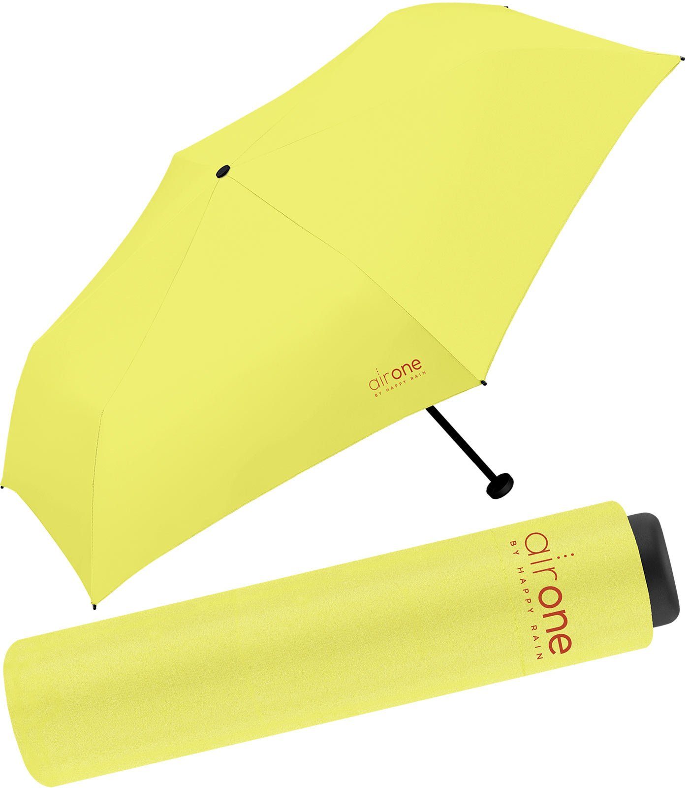 übergroß HAPPY RAIN Taschenregenschirm für Minischirm - Untewegs gelb leichtester Gramm 99 superleicht, Mini-Schirm Air - perfekt One