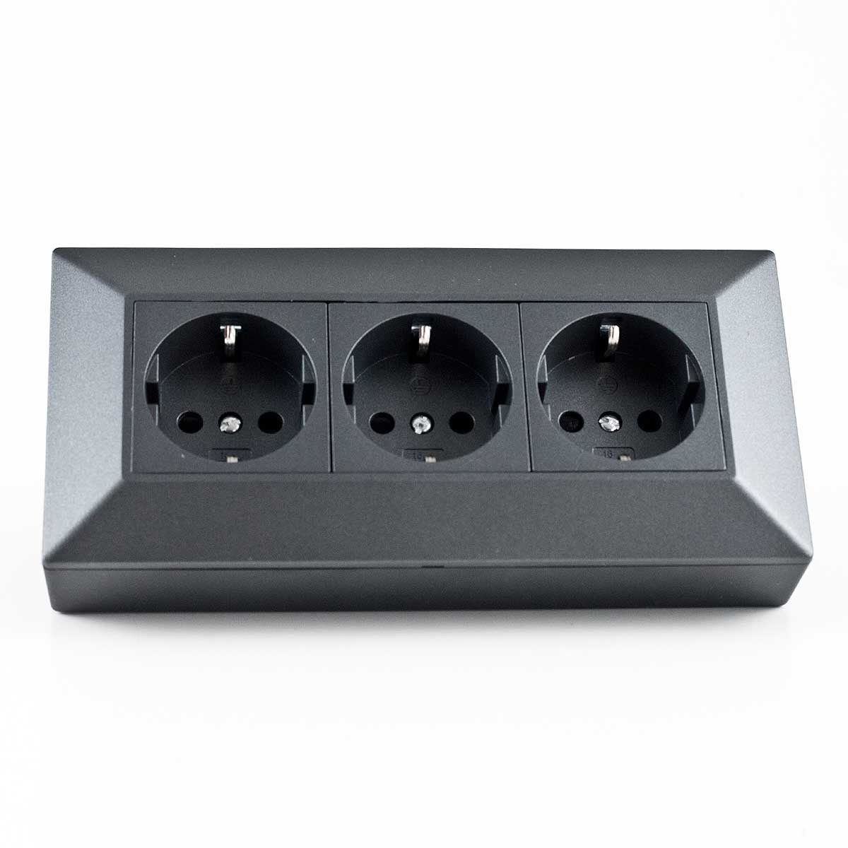 ChiliTec Aufputz-Steckdose 3-fach Aufbau-Steckdosenblock anthrazit 250V~/ 16A