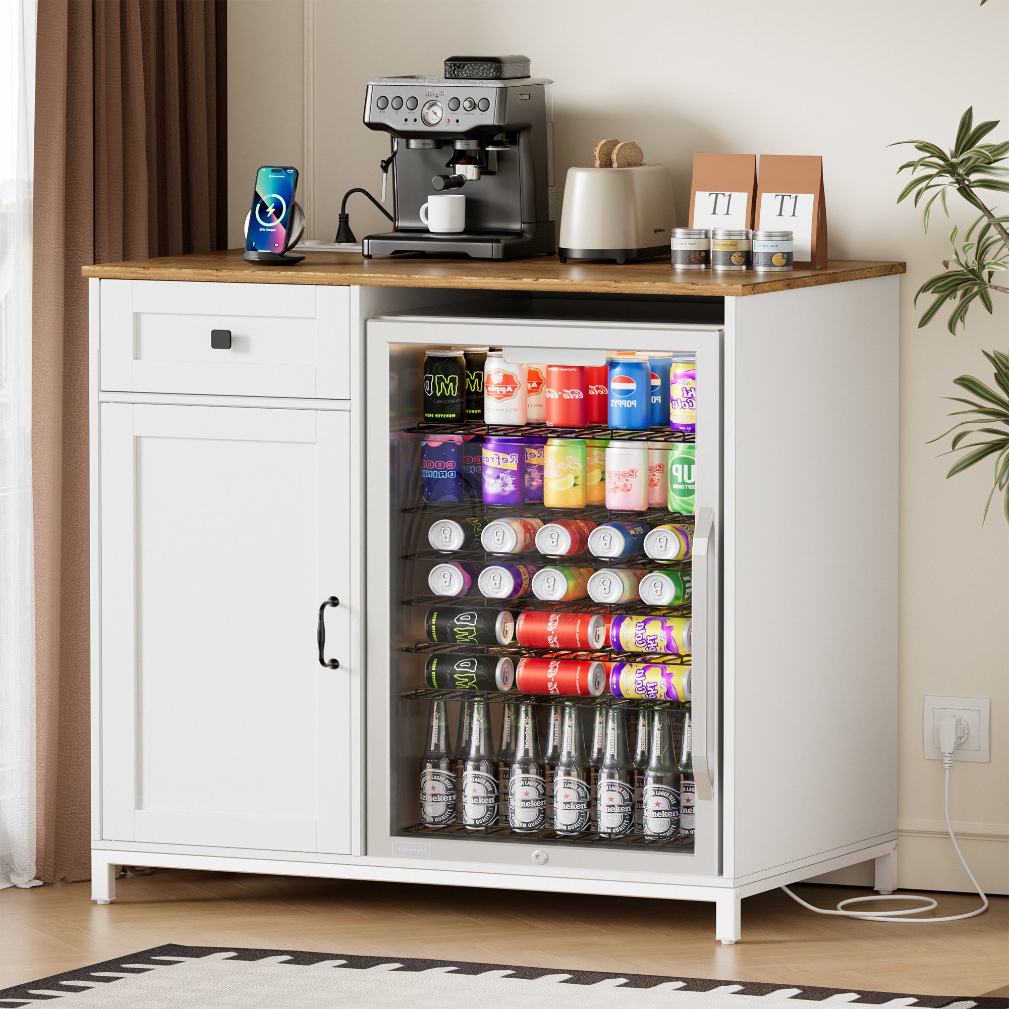TWSOUL Küchenbuffet Küchenschrank 2-in-1mit Kühlumbauschrank & Steckdosen, günstig online kaufen