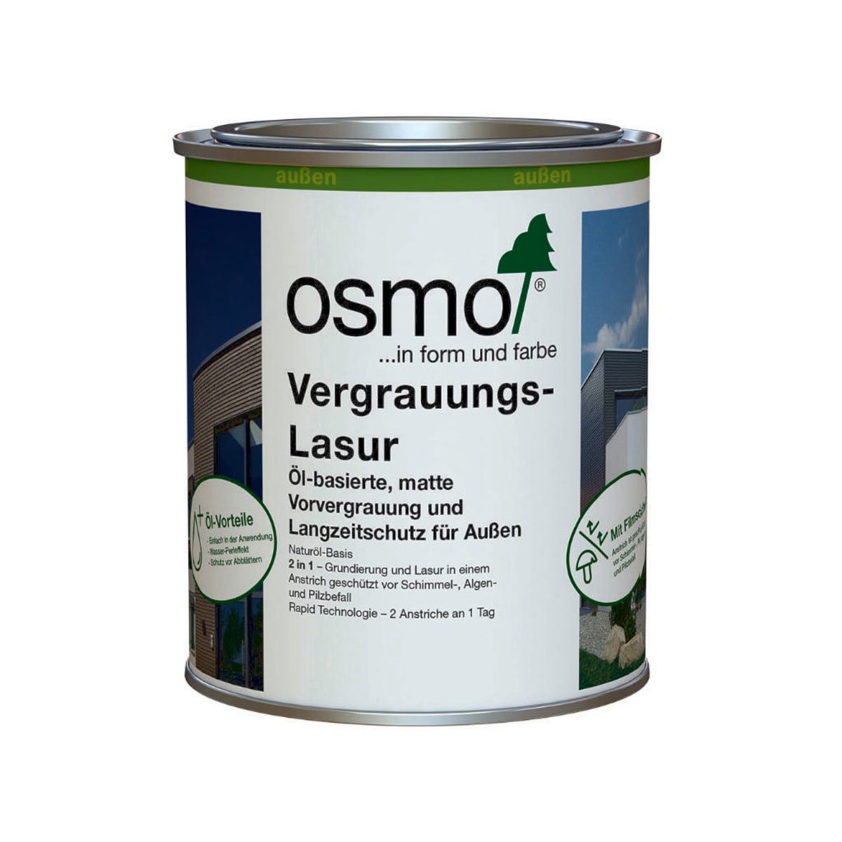 osmo Lasur Vergrauungslasur für Außen lavagrau