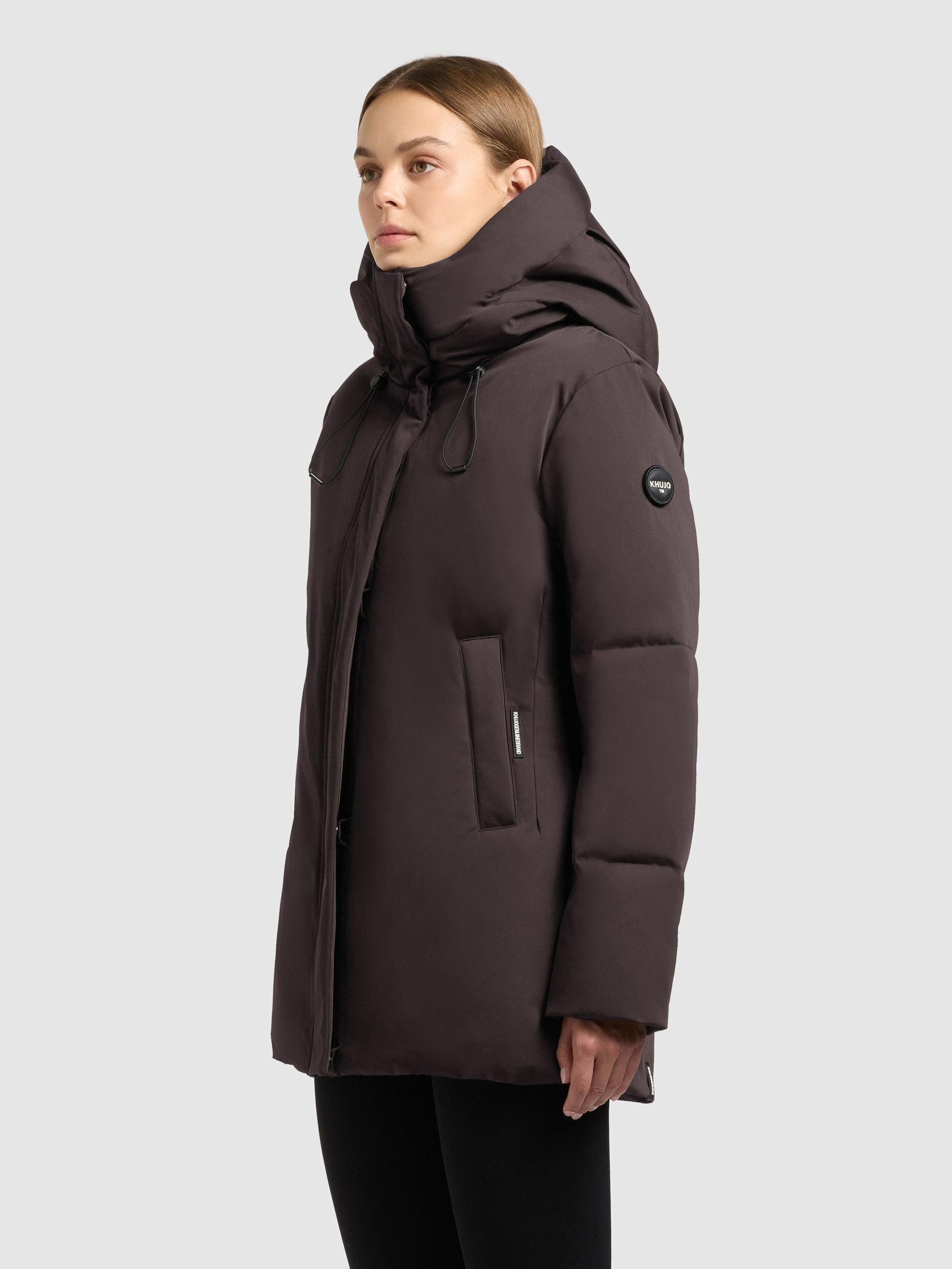 khujo Kurzmantel Allap Warmer Damen Mantel mit innenliegenden Rucksack-Trägern