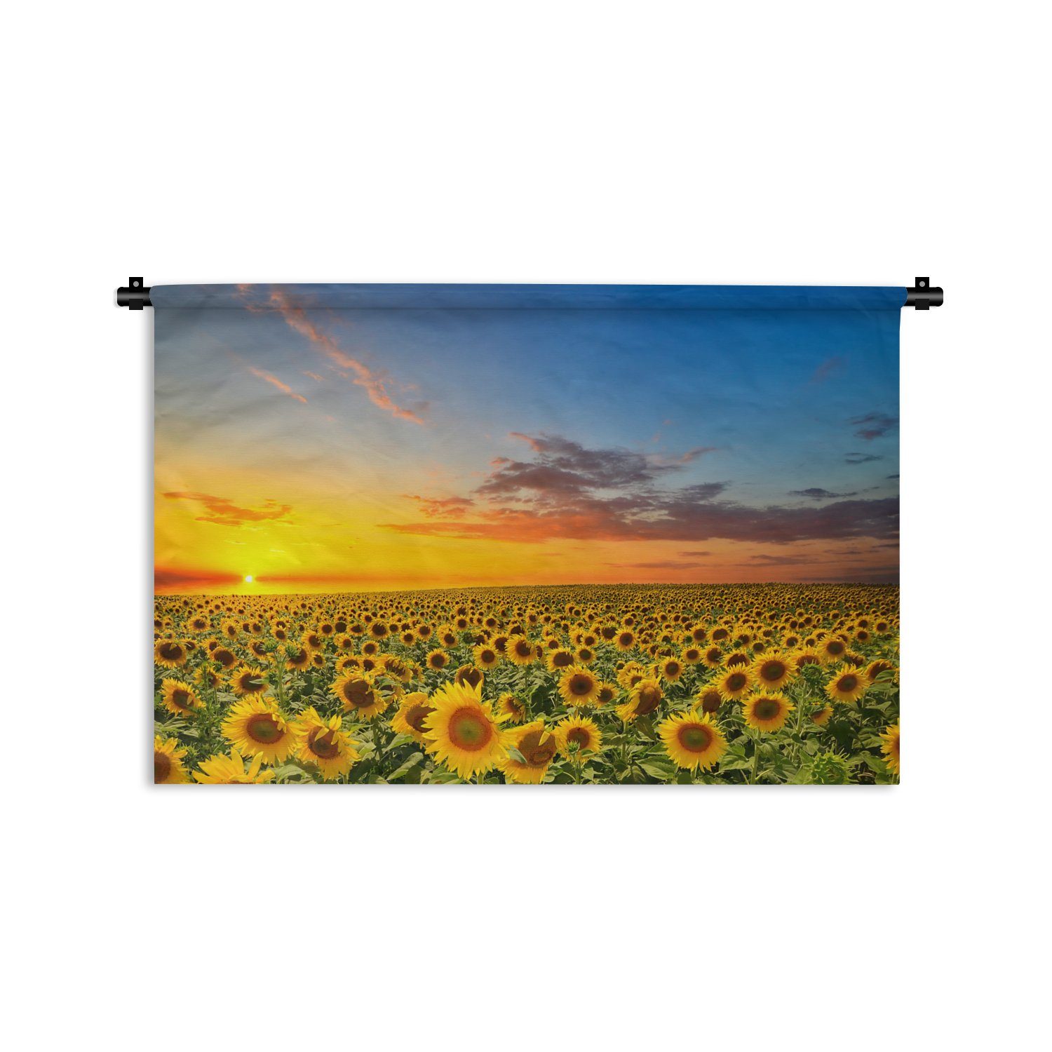 - Schlafzimmer, Blumen - Sonnenuntergang MuchoWow Wanddekoobjekt Kleid, Nacht Orange, für Sonnenblume - - Wanddeko Kinderzimmer Wandbehang, Wohnzimmer,