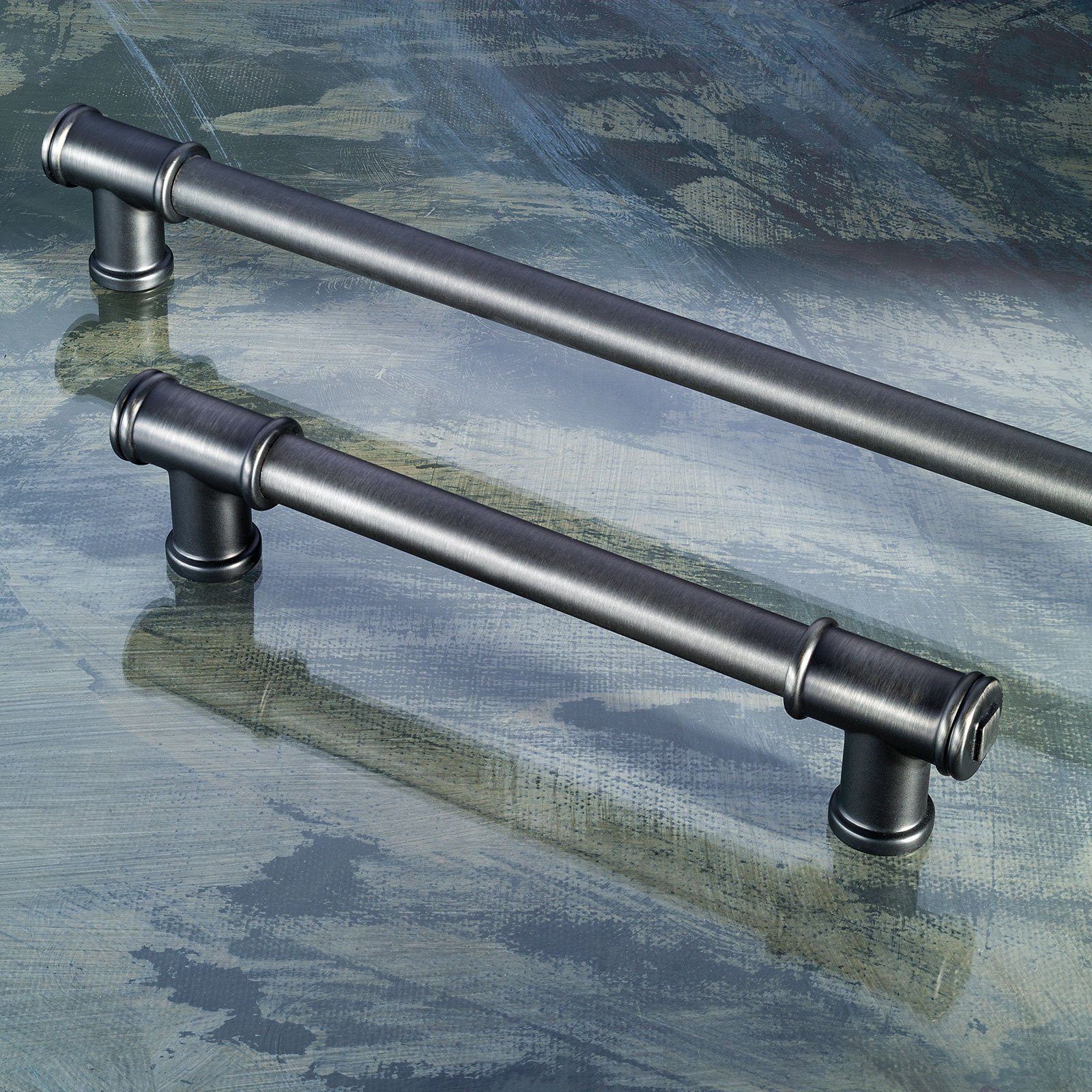 SO-TECH® Möbelgriff Bügelgriff ROUVEN Edelstahloptik matt dunkel BA 160 - 320 mm, Edelstahloptik matt dunkel - inkl. Schrauben