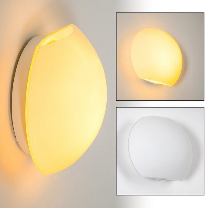 hofstein Wandleuchte »Sorano« Wandlampe aus Metall/Glas in Weiß runde mit Up & Down-Effekt 1 x E27-Fassung max. 60 Watt Innenmit Lichteffekt geeignet für LED Leuchtmittel