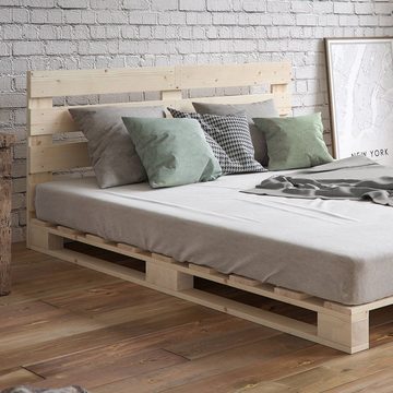 VitaliSpa® Massivholzbett Palettenbett Holzbett Palettenmöbel 160 x 200 cm mit Kopfteil