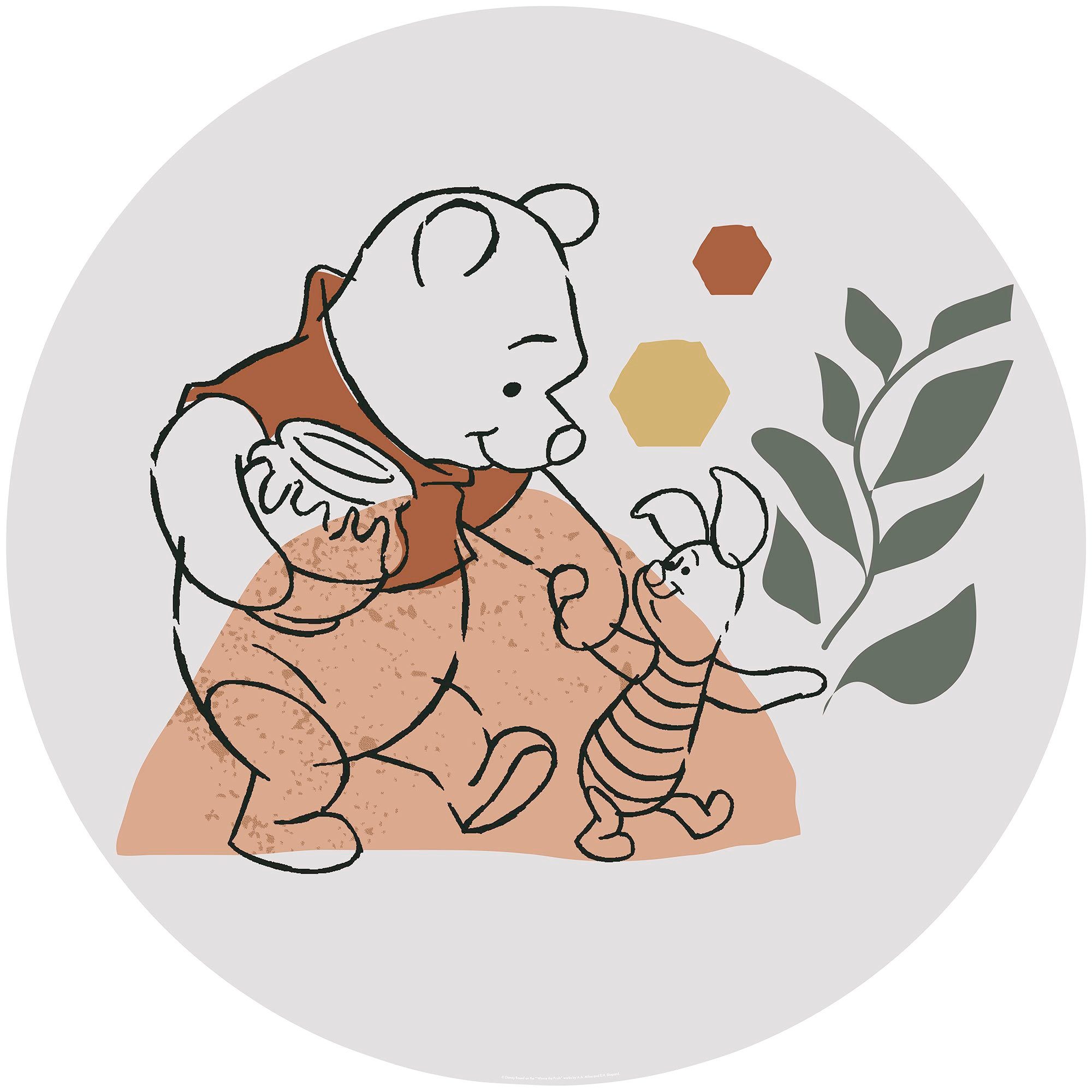Komar Fototapete Vlies selbstklebend - Winnie the Pooh Soulmate - Größe 125 x 125 cm, glatt, bedruckt, Kinderzimmer