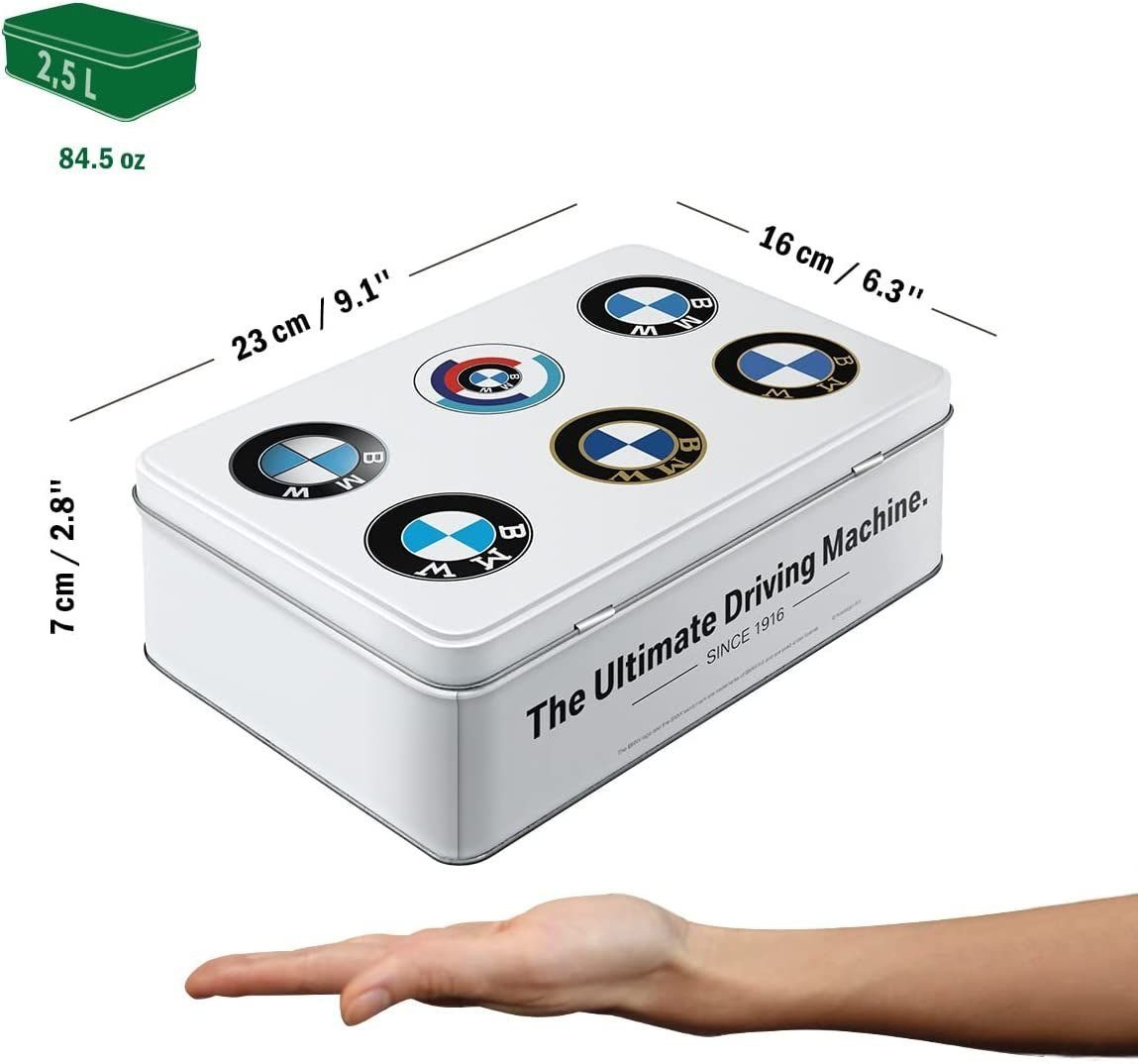 Nostalgic-Art Keksdose Vorratsdose Flach - BMW - Logo Evolution