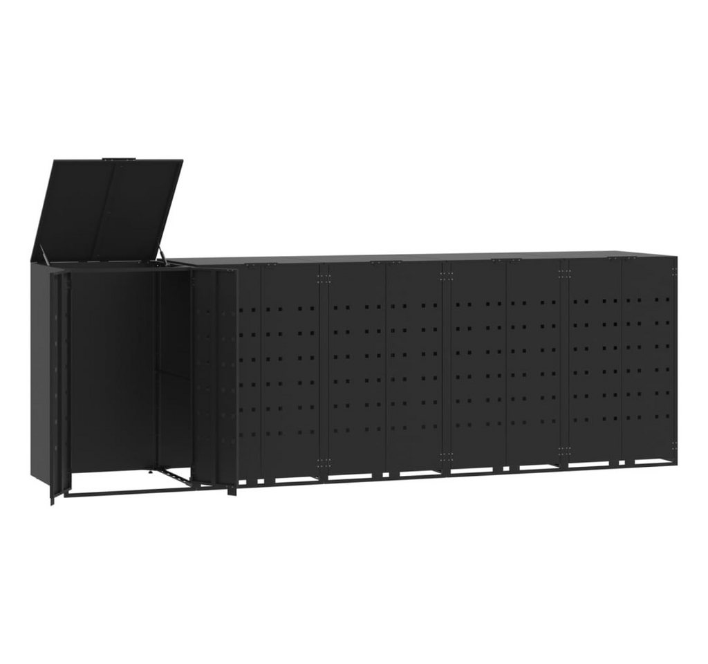Thumbnail - vidaXL Mülltonnenbox, Mülltonnenbox für 5 Tonnen Schwarz 345x79x117 cm Stahl