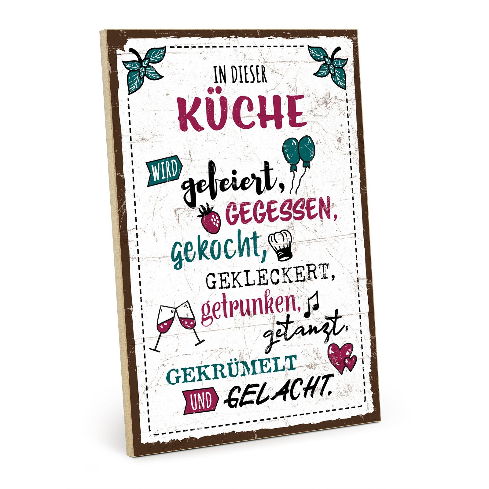 TypeStoff Holzbild Holzschild mit Spruch – Küche, Küche, Wandbild