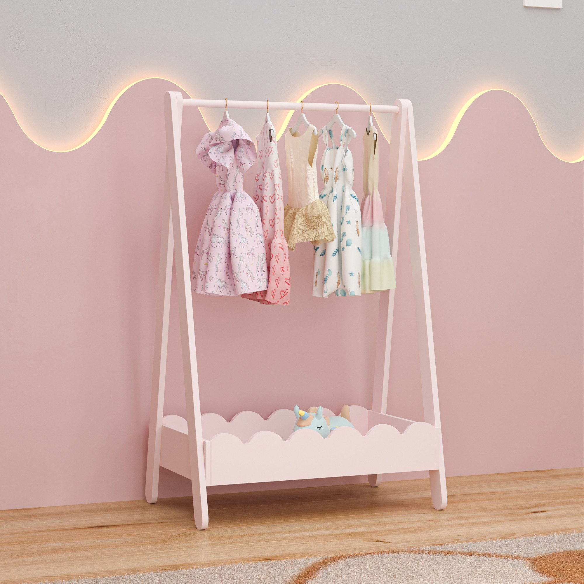 en.casa Kleiderständer, für Kinder »Vestnes« mit Kleiderstange 99x66x38 cm günstig online kaufen