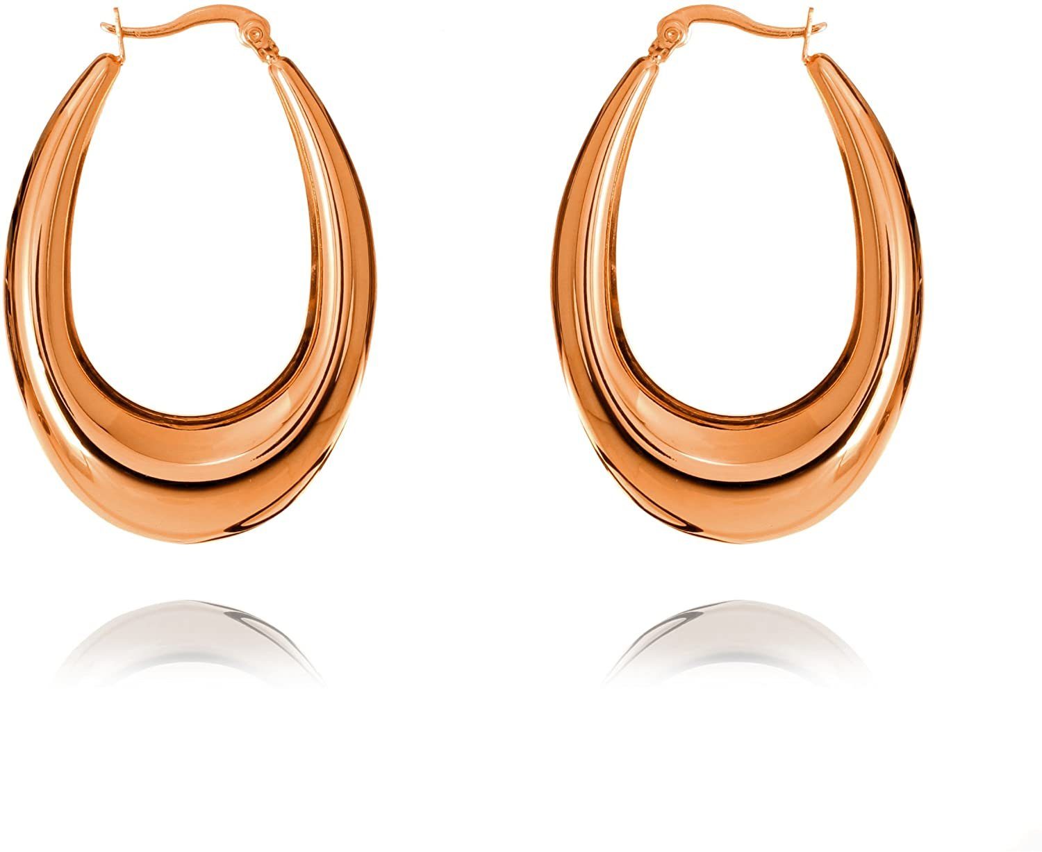 Karisma Paar Ohrhänger Rosé Gold Edelstahl Damen Ohrringe Ohrhänger -, Hoch Poliert Höhe 43mm YSE360.RG