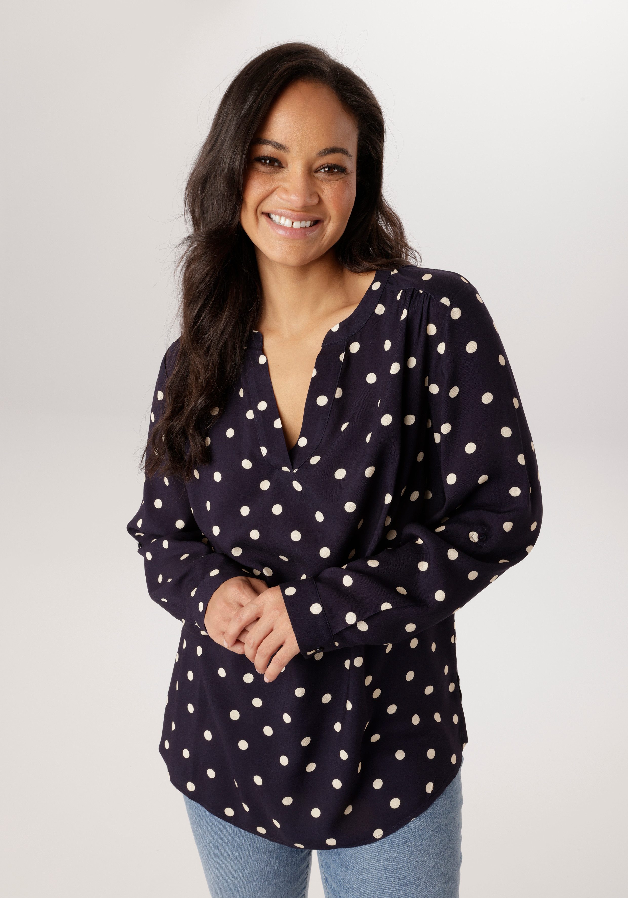 Aniston PLUS Schlupfbluse in trendigem Pünktchendessin - NEUE KOLLEKTION